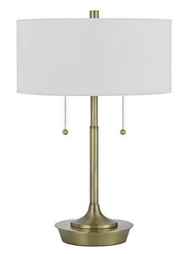Cal Lighting Kendal Metal Table Lamp, Drum Fabric Shade, 13inW x 20inH, Model BO-3028TB