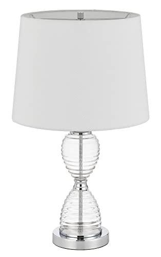 Cal Lighting BO-3027TB Glass Table Lamp with Taper Drum Shade, 15in Height, Clear Glass
