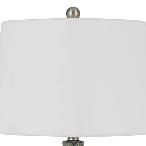 Cal Lighting BO-3036TB Ceramic Table Lamp, 15inW x 25inH, Distressed Stone, Hardback Taper Drum Shade