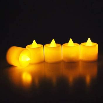 Rudraksh LED Battery Operated Tealight Candles for Diwali Decoration (Yellow) -Set of 12