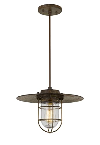 Cal Lighting FX-3724-1P Transitional Pendant Light, Bronze Finish, 12.75in, Metal, 1 Light