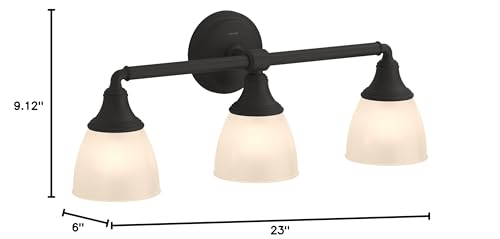 Kohler Devonshire Bathroom Vanity Light Fixture, Wall Sconce Lighting, Position Facing Up Or Down, Ul Listed, 3 Light, Matte Bla