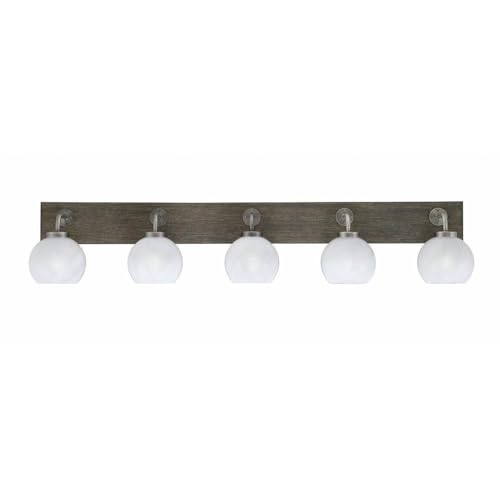 Toltec Lighting 1775-Gpdw-4101 Oxbridge - 5 Light Bath Bar-9 Inches Tall And 46.5 Inches Length, Finish Color: Graphite/Painted Distressed Wood-Look Metal, Glass Color: White Marble