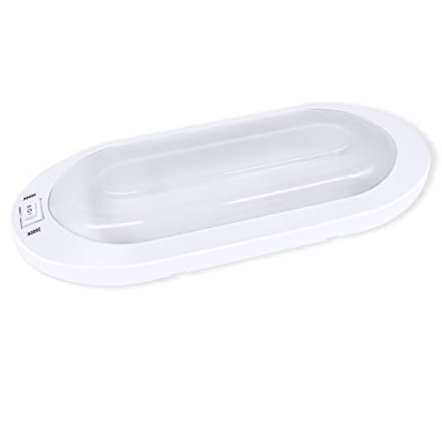 Facon 12V LED RV Pancake Light Fixture, 3000K/4000K Convertible, Plastic, L 9-1/4in x W 3-3/4in