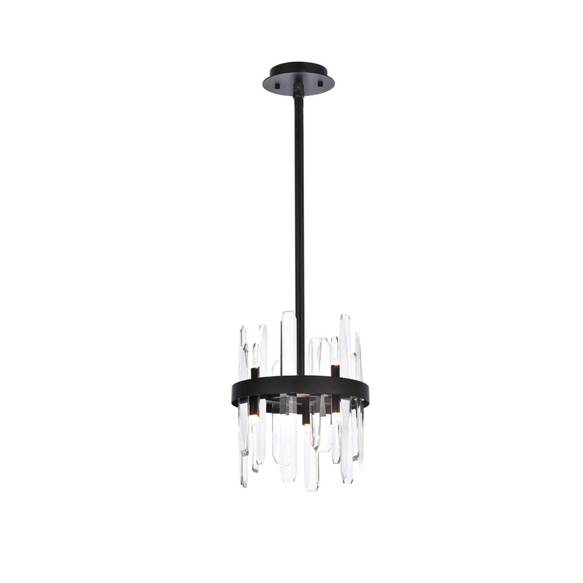 Elegant Lighting Serena 10in Crystal Round Pendant - Black, Model 2200D10BK, Decorative Home Lighting