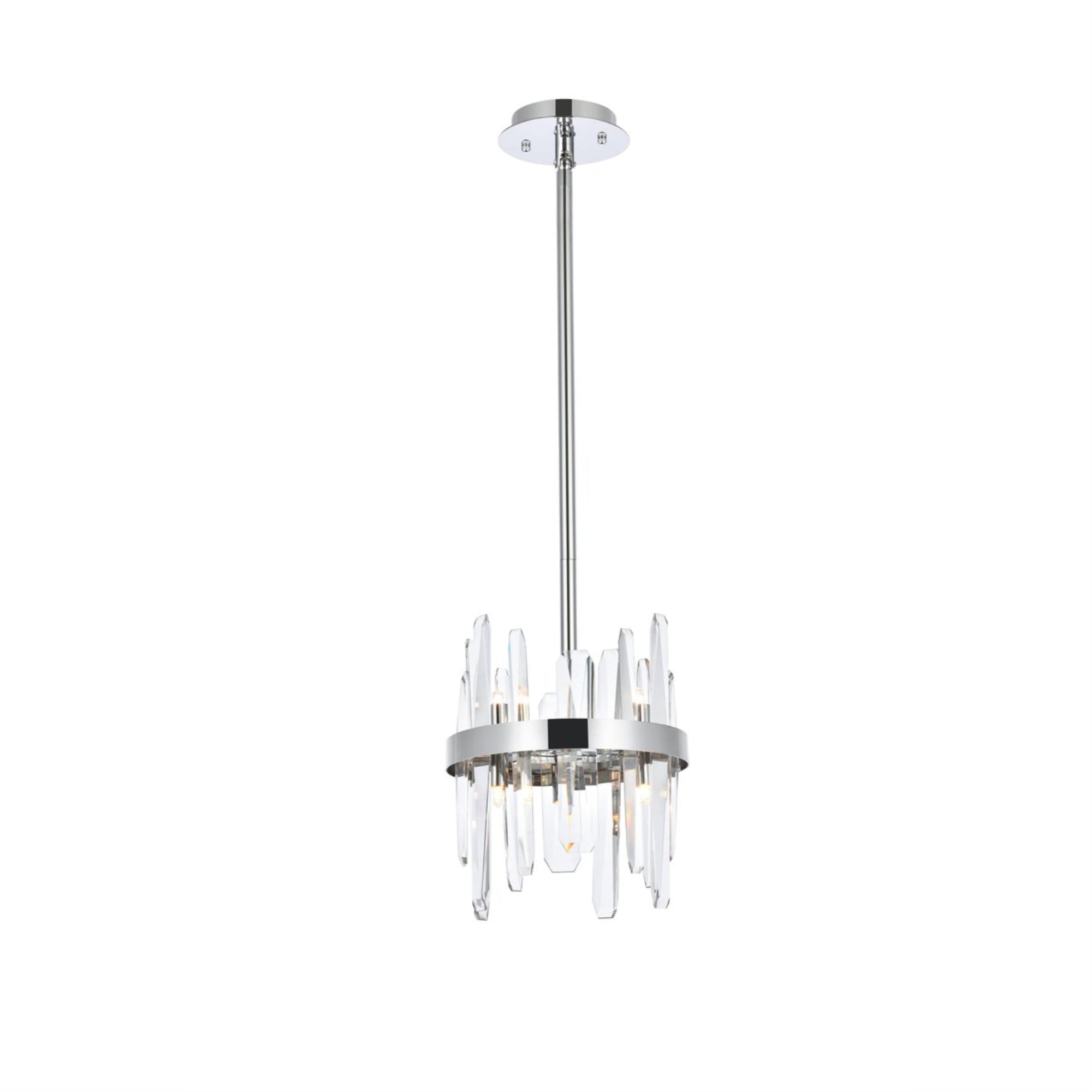 Elegant Lighting Crystal Round Pendant, 10in Chrome, Model 2200D10C, Modern Decorative Lighting Fixture