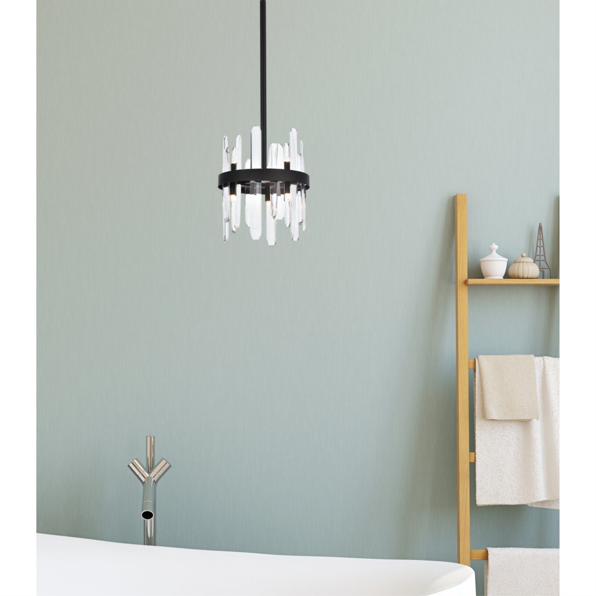 Elegant Lighting Crystal Round Pendant, 10in Chrome, Model 2200D10C, Modern Decorative Lighting Fixture