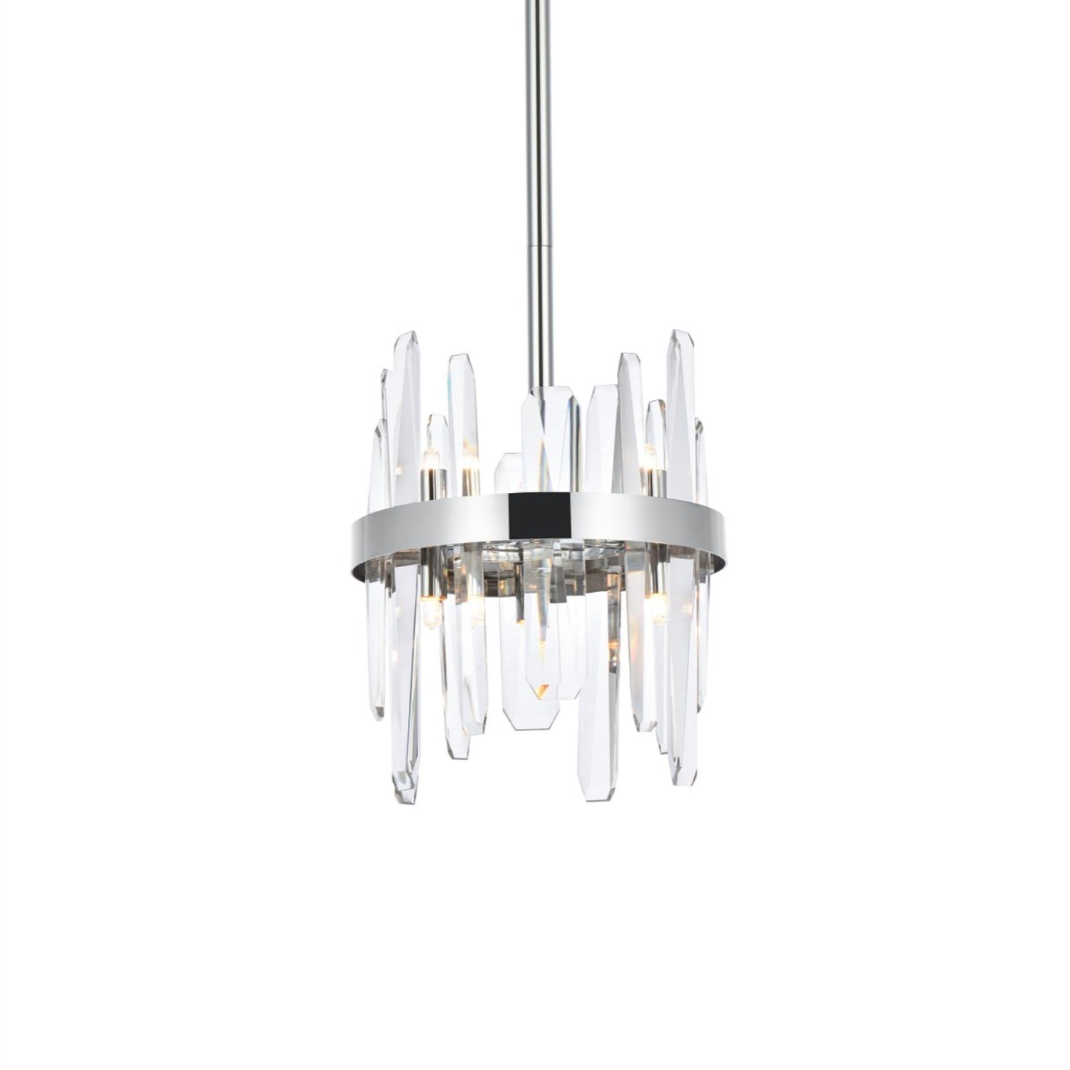 Elegant Lighting Crystal Round Pendant, 10in Chrome, Model 2200D10C, Modern Decorative Lighting Fixture