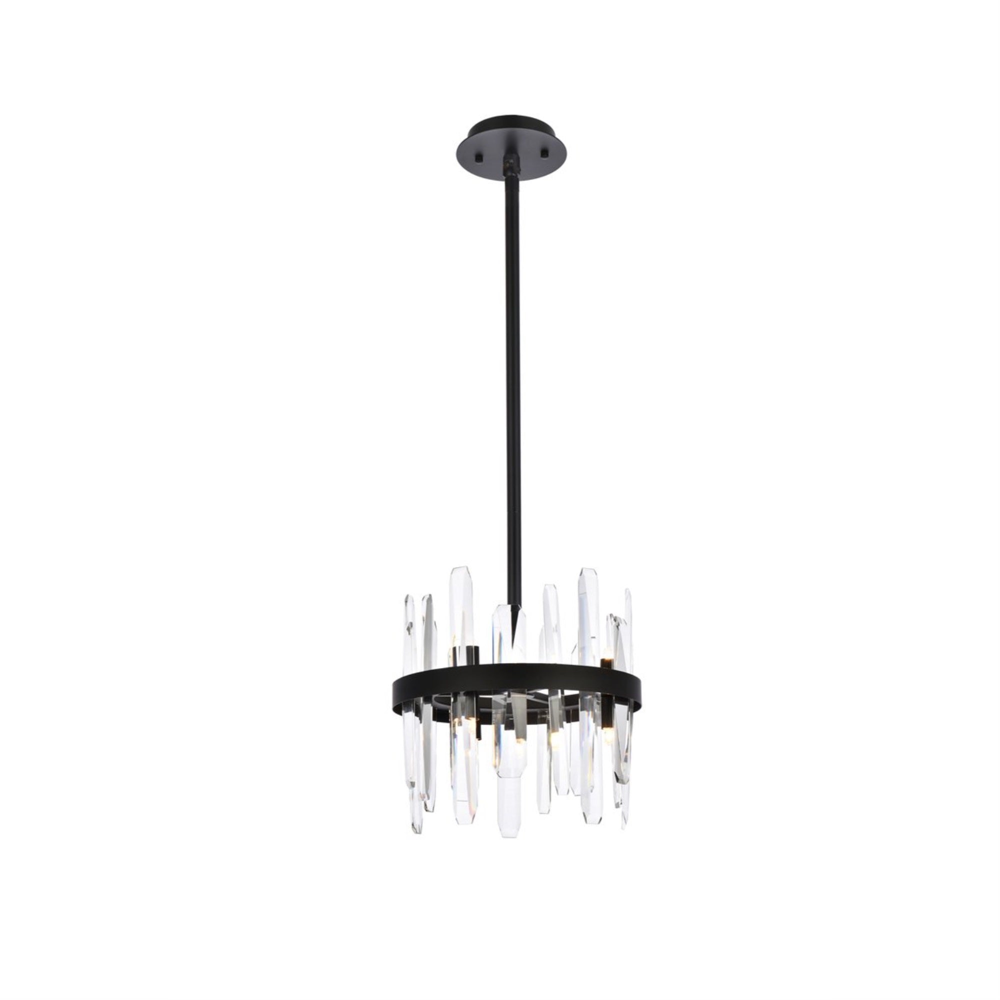 Serena 12 inch crystal round pendant in black