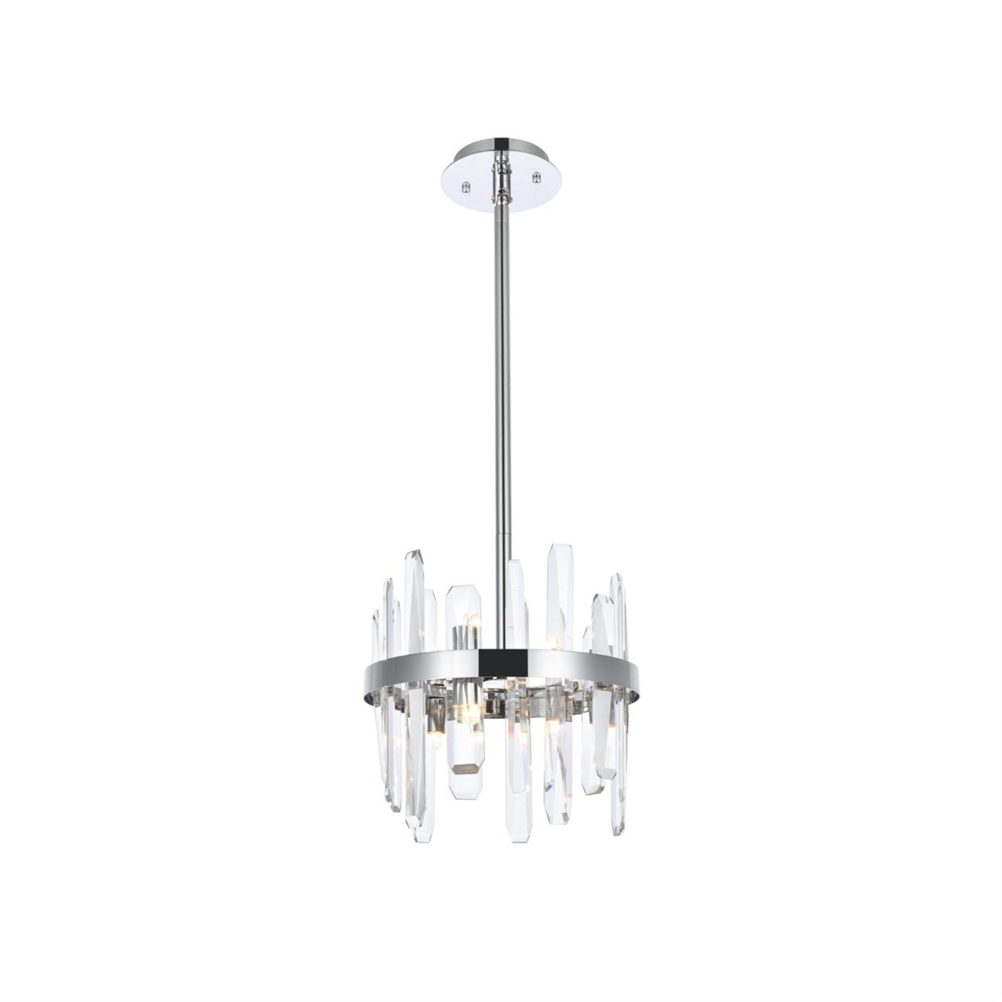 Serena 12 inch crystal round pendant in chrome