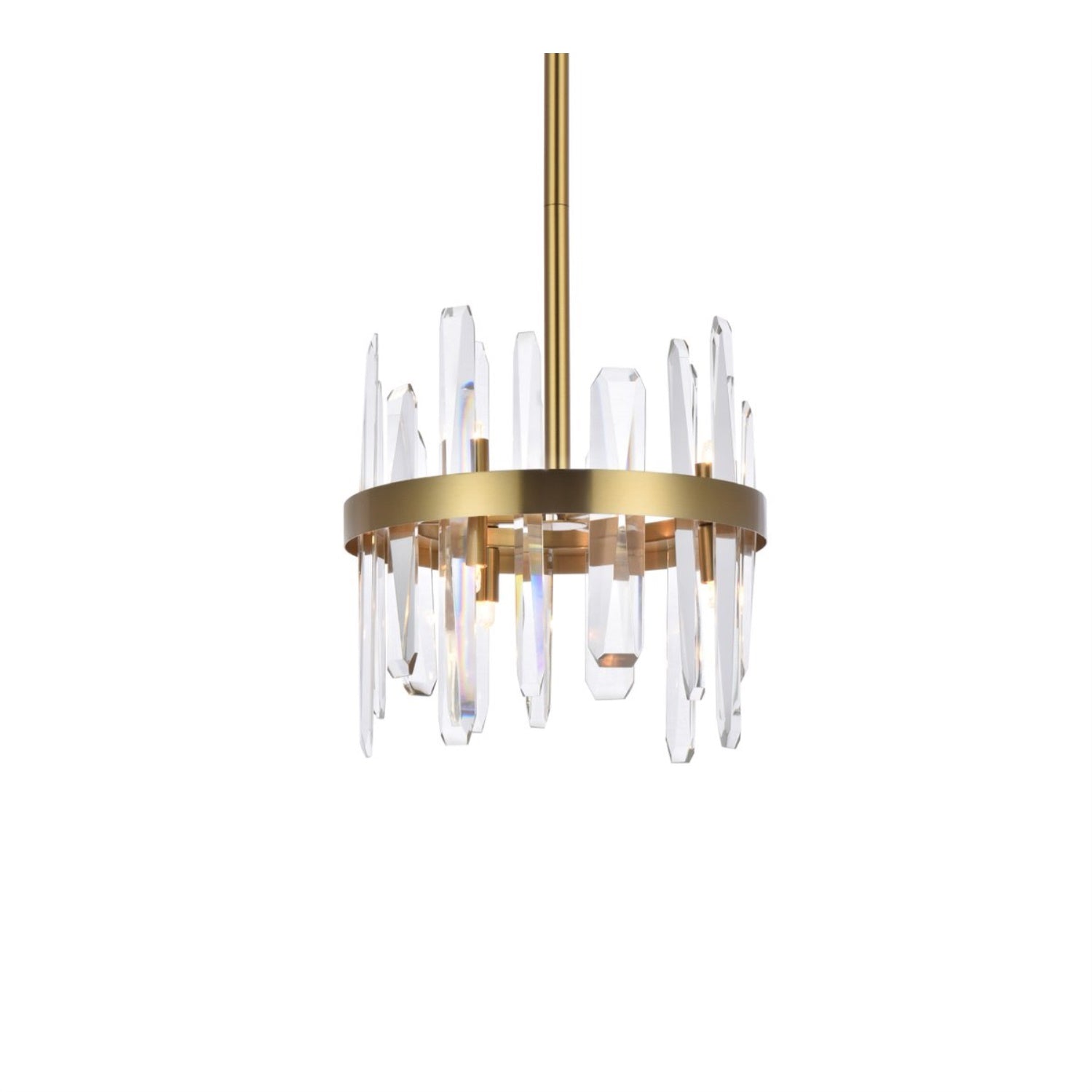 Elegant Lighting Crystal Round Pendant 12in - Satin Gold, Model 2200D12SG, Modern Home Decor