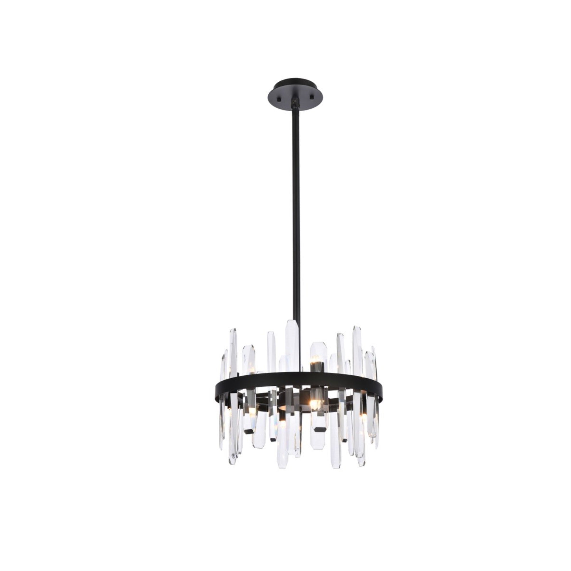 Elegant Lighting Crystal Round Pendant Light, 16in Black, Model 2200D16BK, Modern Home Decor