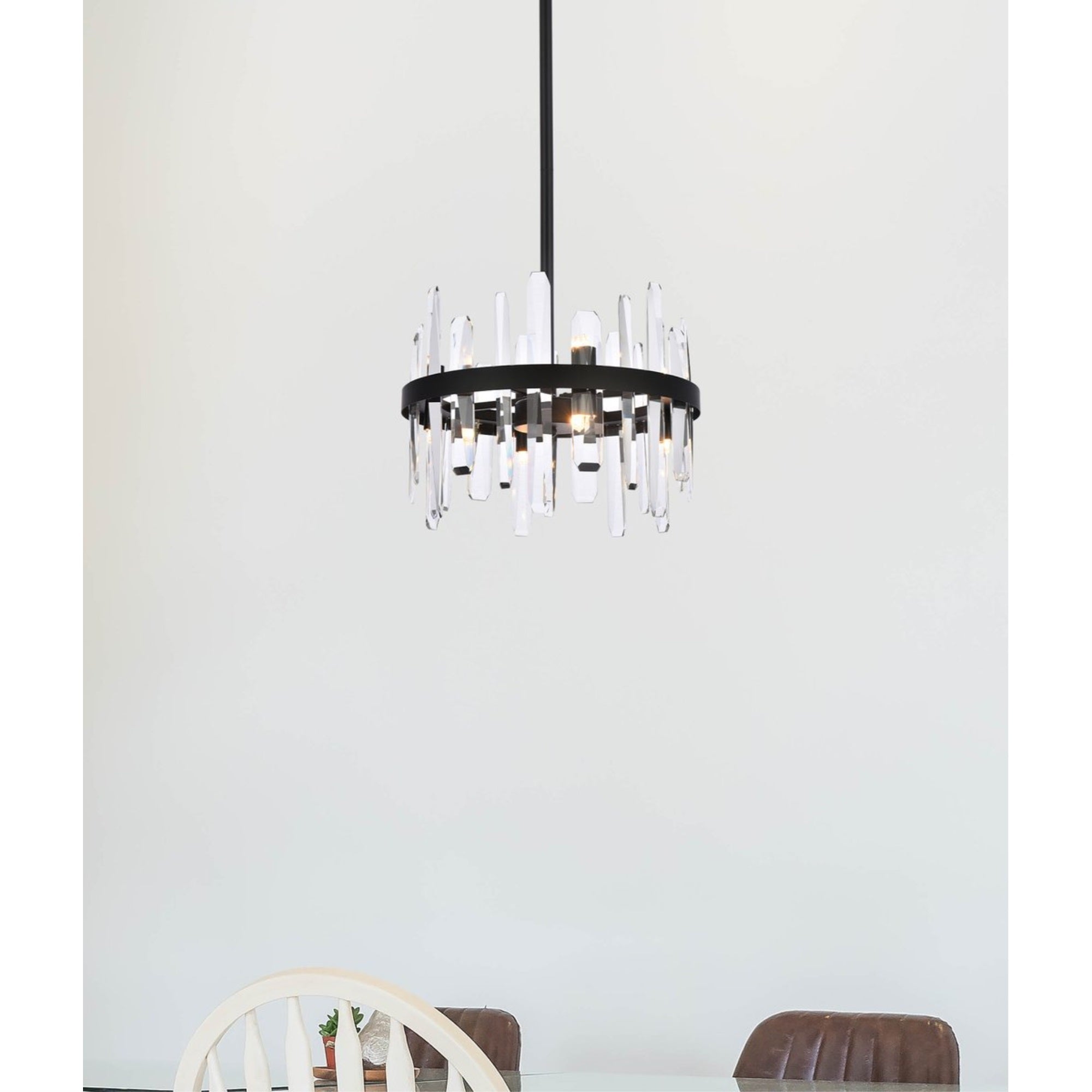 Elegant Lighting Crystal Round Pendant Light, 16in Black, Model 2200D16BK, Modern Home Decor
