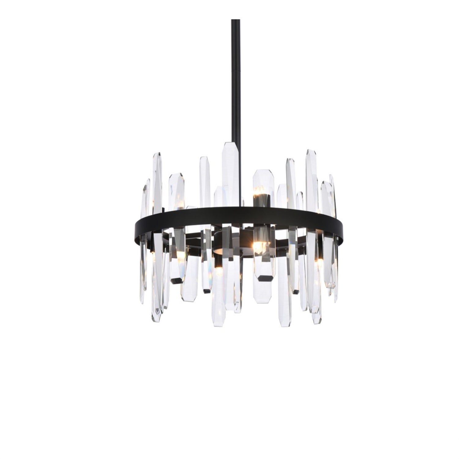 Elegant Lighting Crystal Round Pendant Light, 16in Black, Model 2200D16BK, Modern Home Decor