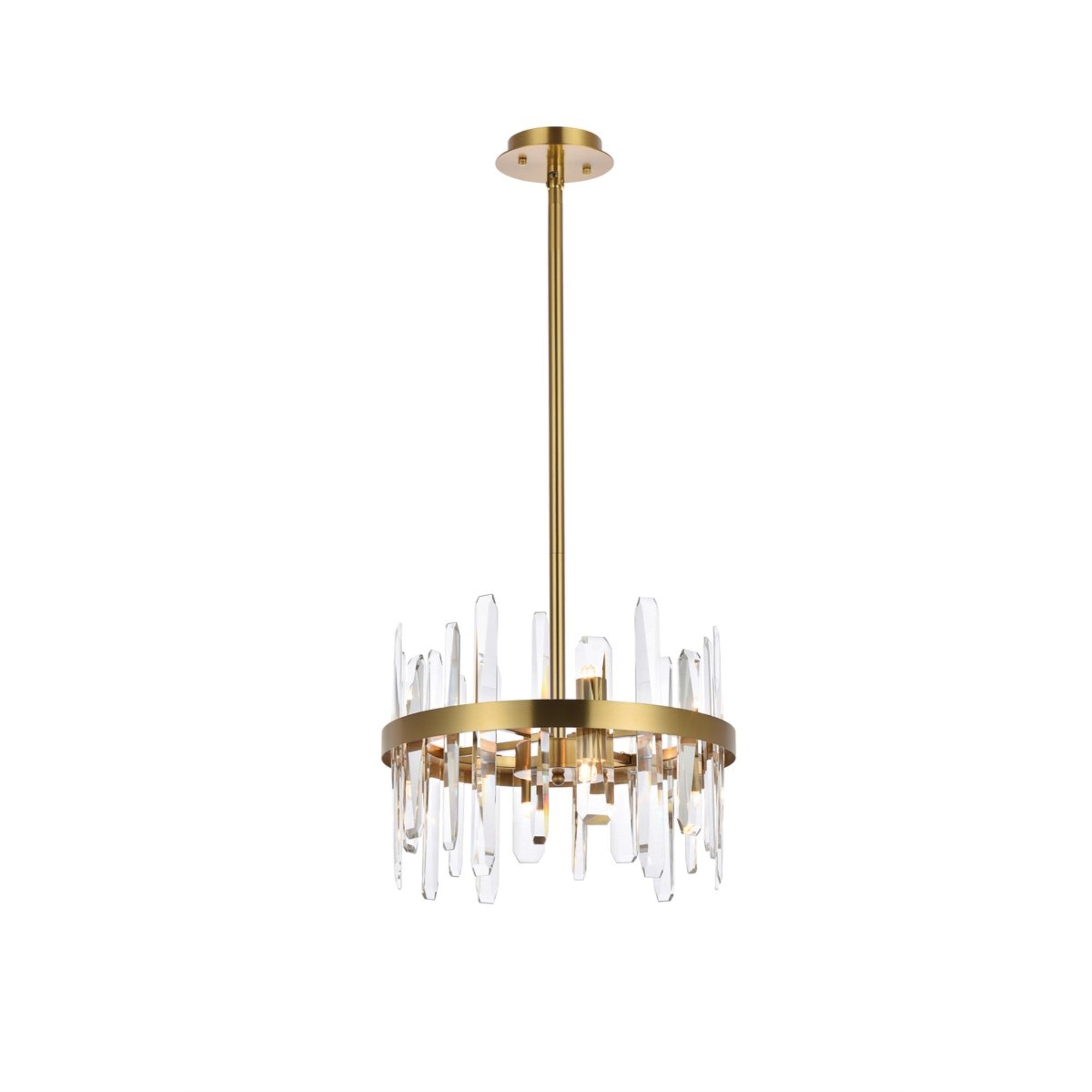 Elegant Lighting Serena 16in Crystal Round Pendant - Satin Gold, Model 2200D16SG, Modern Decorative Fixture