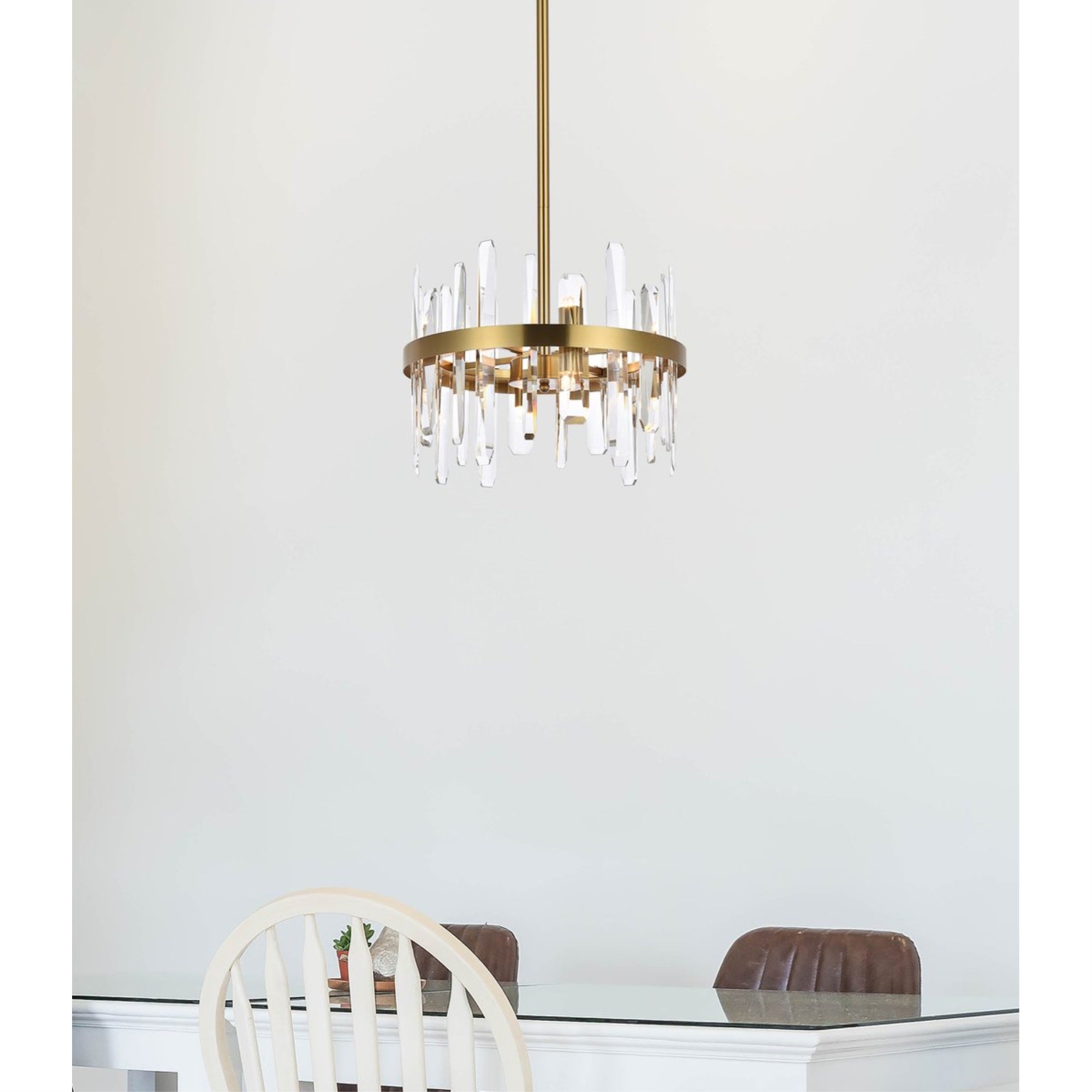 Elegant Lighting Serena 16in Crystal Round Pendant - Satin Gold, Model 2200D16SG, Modern Decorative Fixture