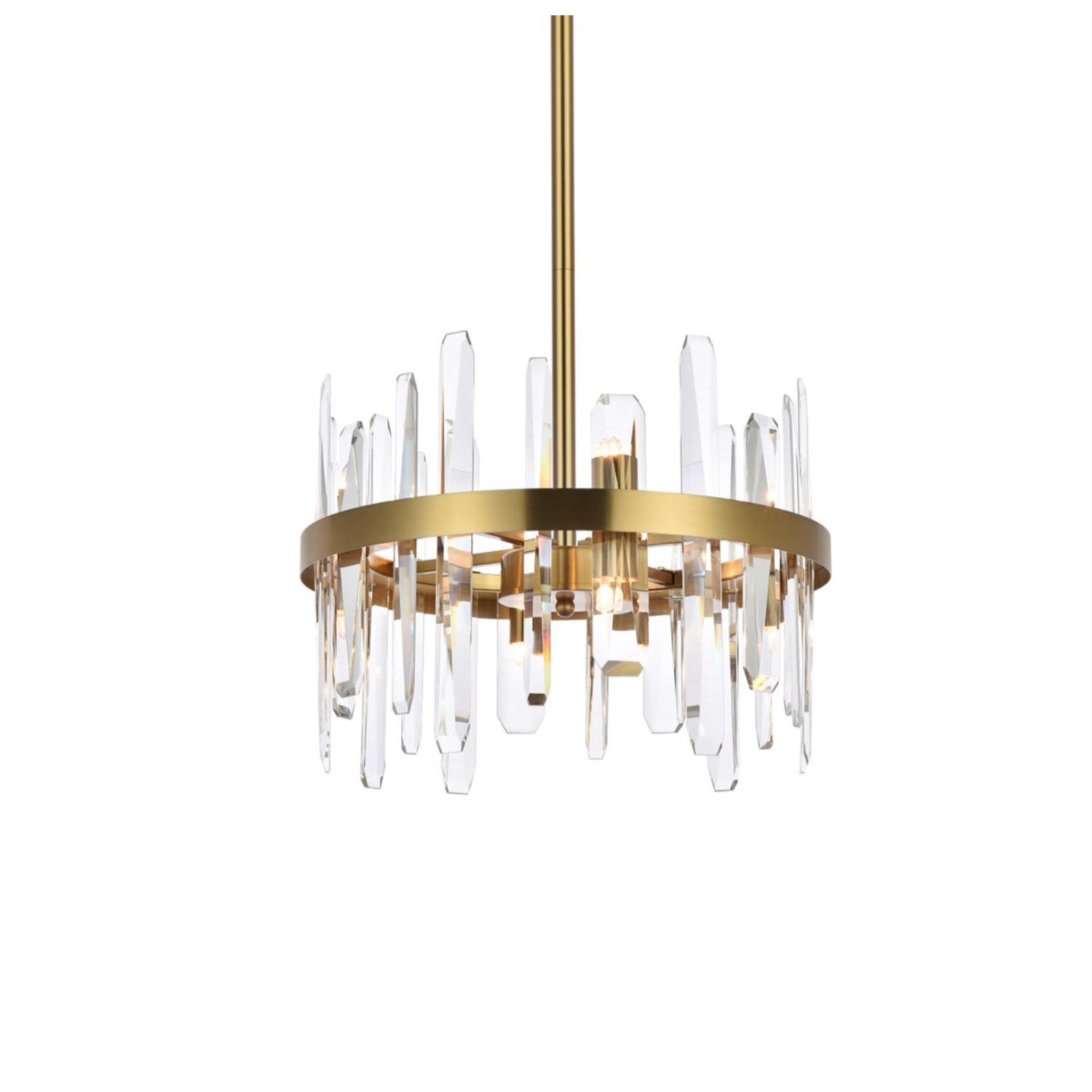 Elegant Lighting Serena 16in Crystal Round Pendant - Satin Gold, Model 2200D16SG, Modern Decorative Fixture