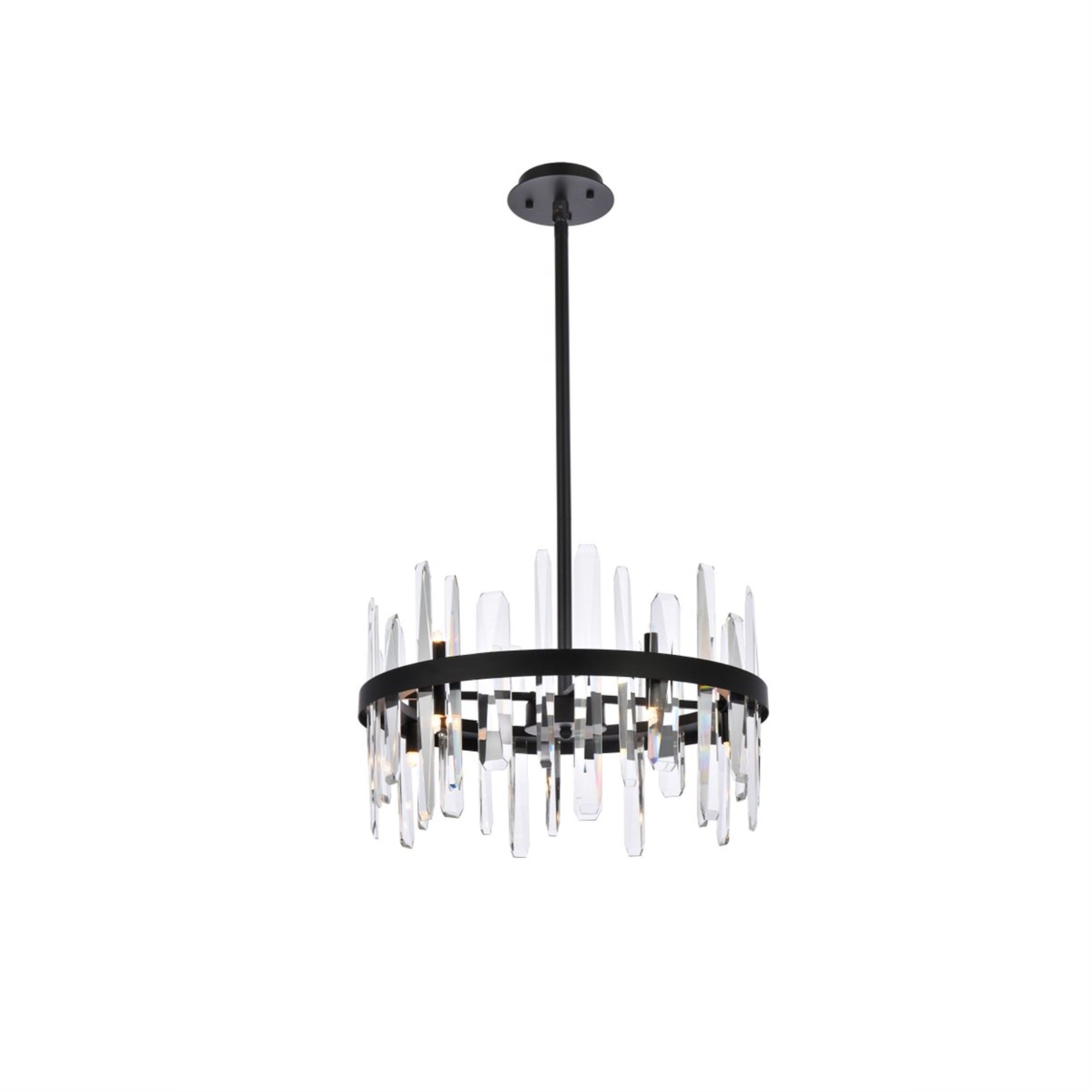 Elegant Lighting Crystal Round Pendant Light, 20in Black, Model 2200D20BK, Modern Home Decor