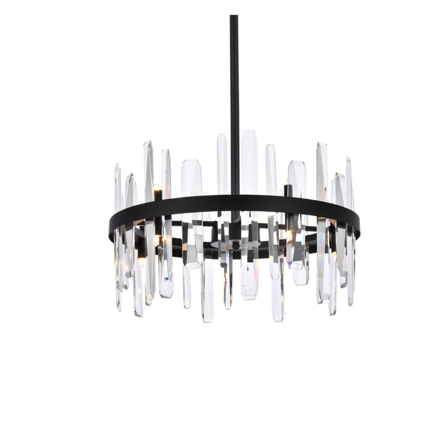 Elegant Lighting Crystal Round Pendant Light, 20in Black, Model 2200D20BK, Modern Home Decor