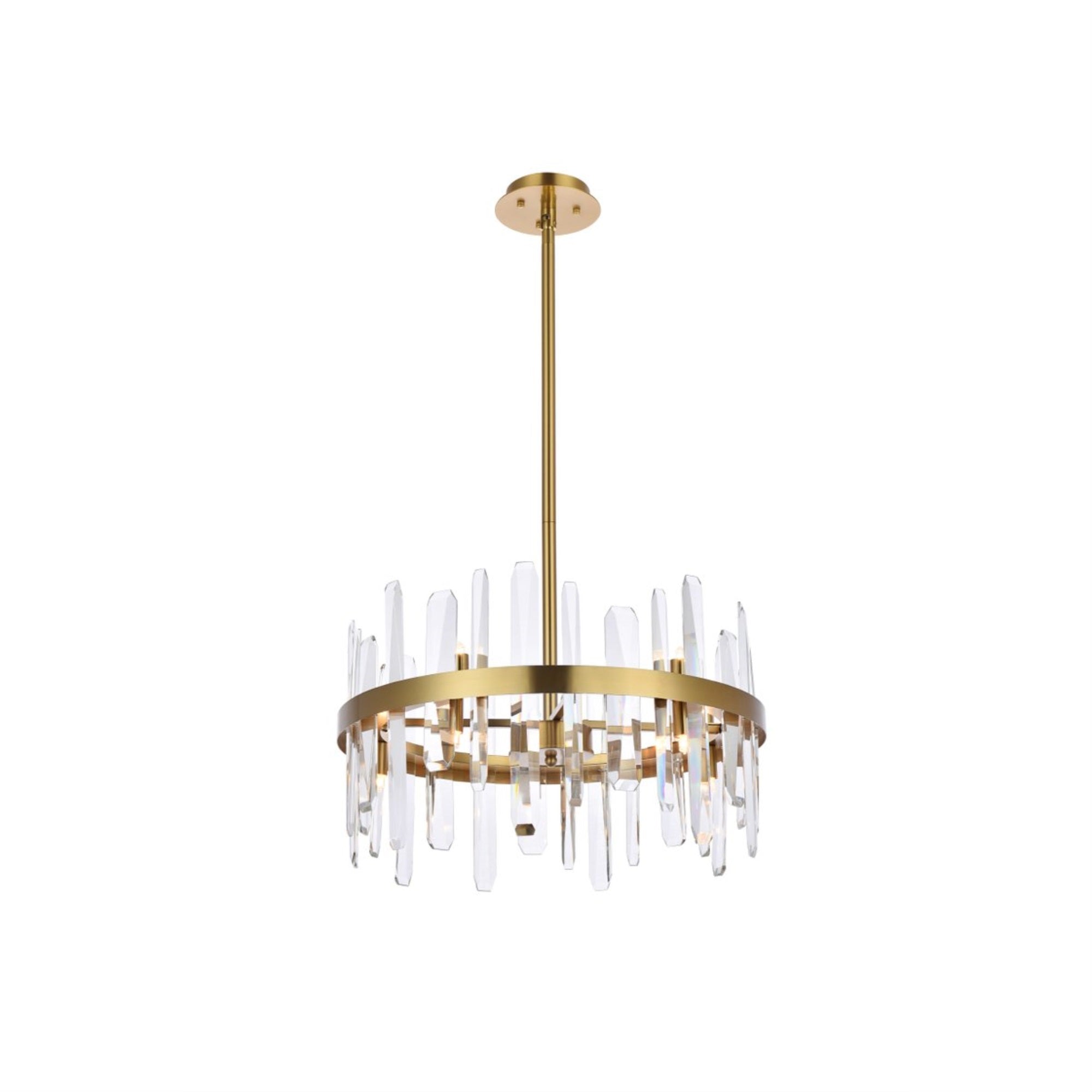 Elegant Lighting Crystal Round Pendant Light 20in - Satin Gold, Model 2200D20SG