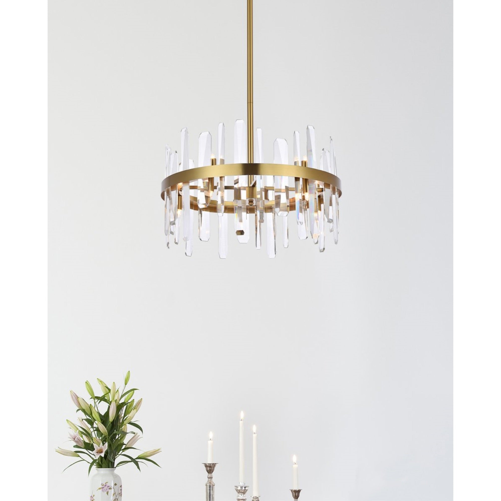 Elegant Lighting Crystal Round Pendant Light 20in - Satin Gold, Model 2200D20SG