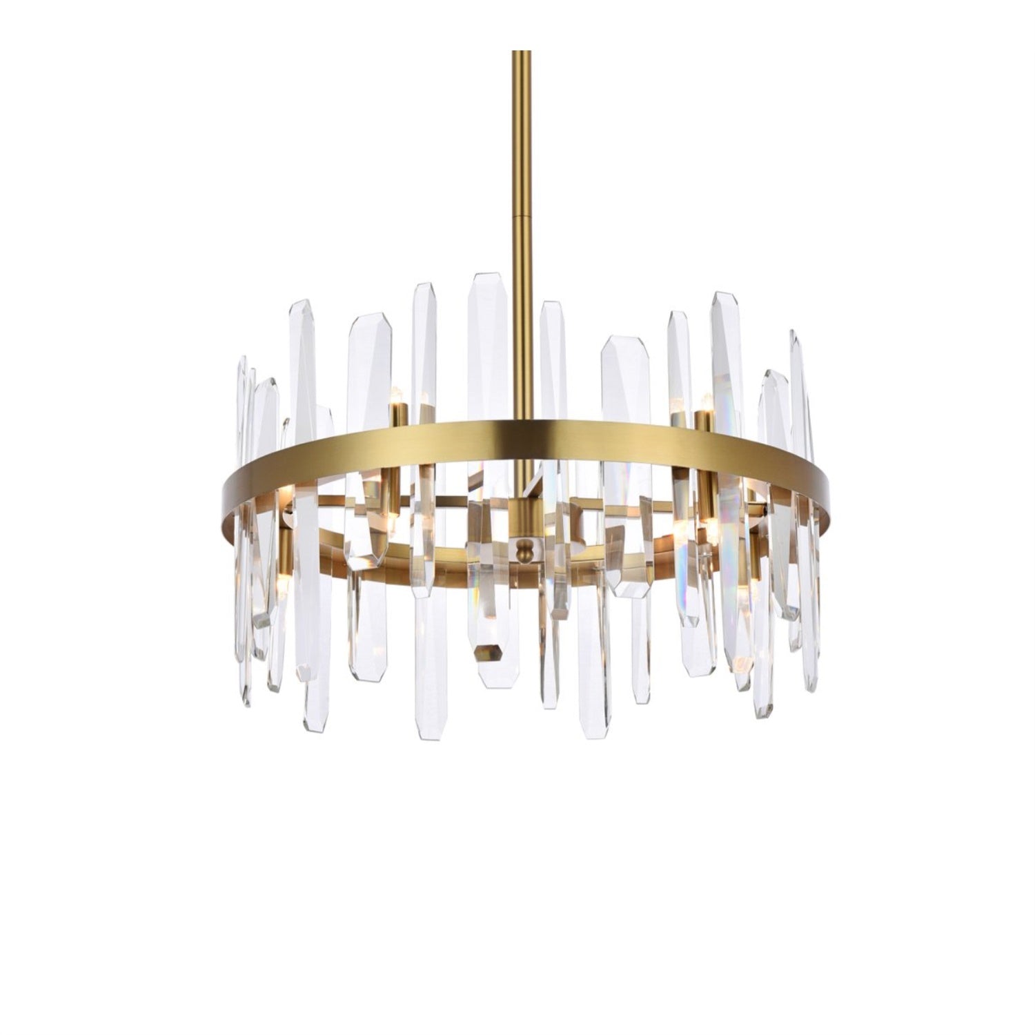 Elegant Lighting Crystal Round Pendant Light 20in - Satin Gold, Model 2200D20SG