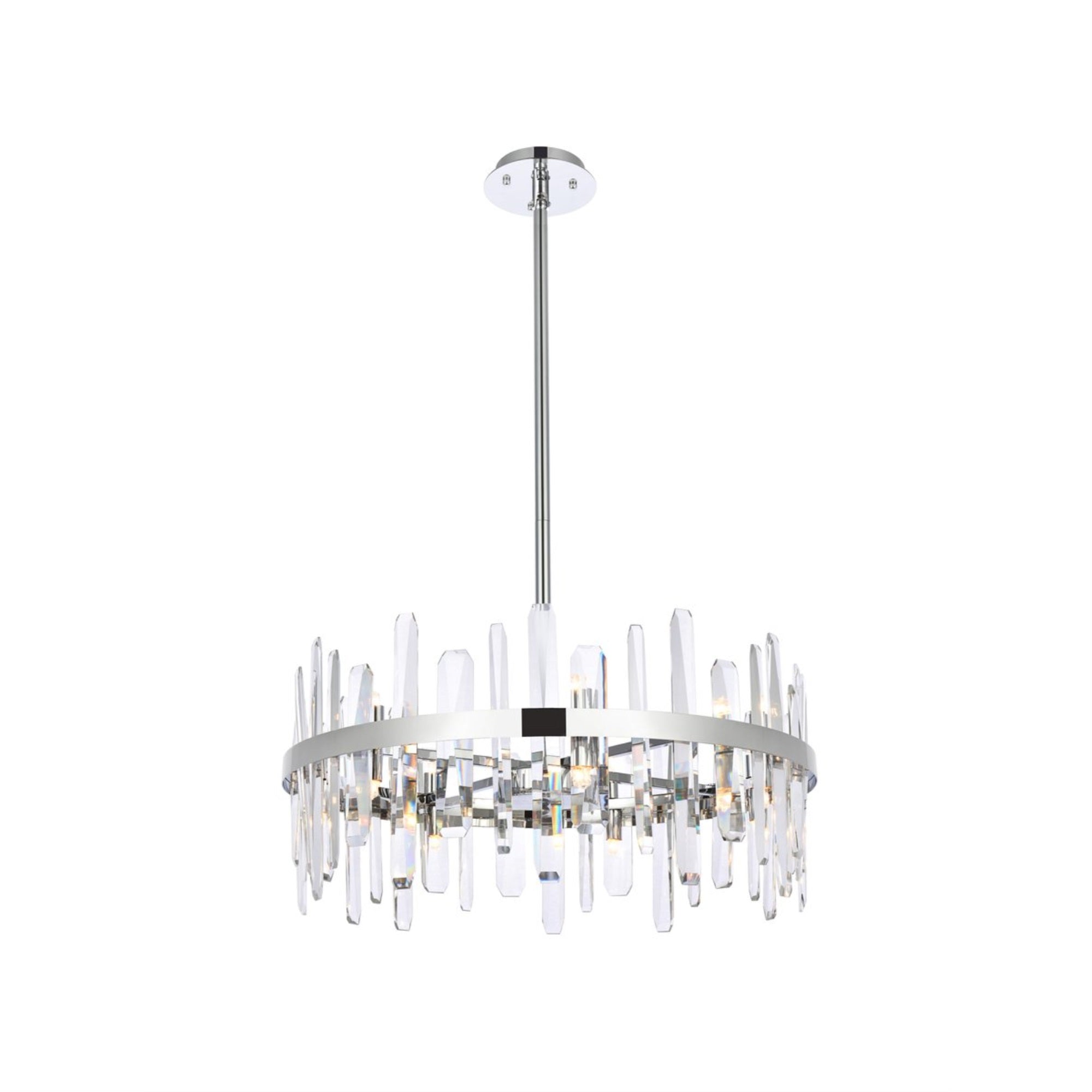 Serena 25 inch crystal round pendant in chrome