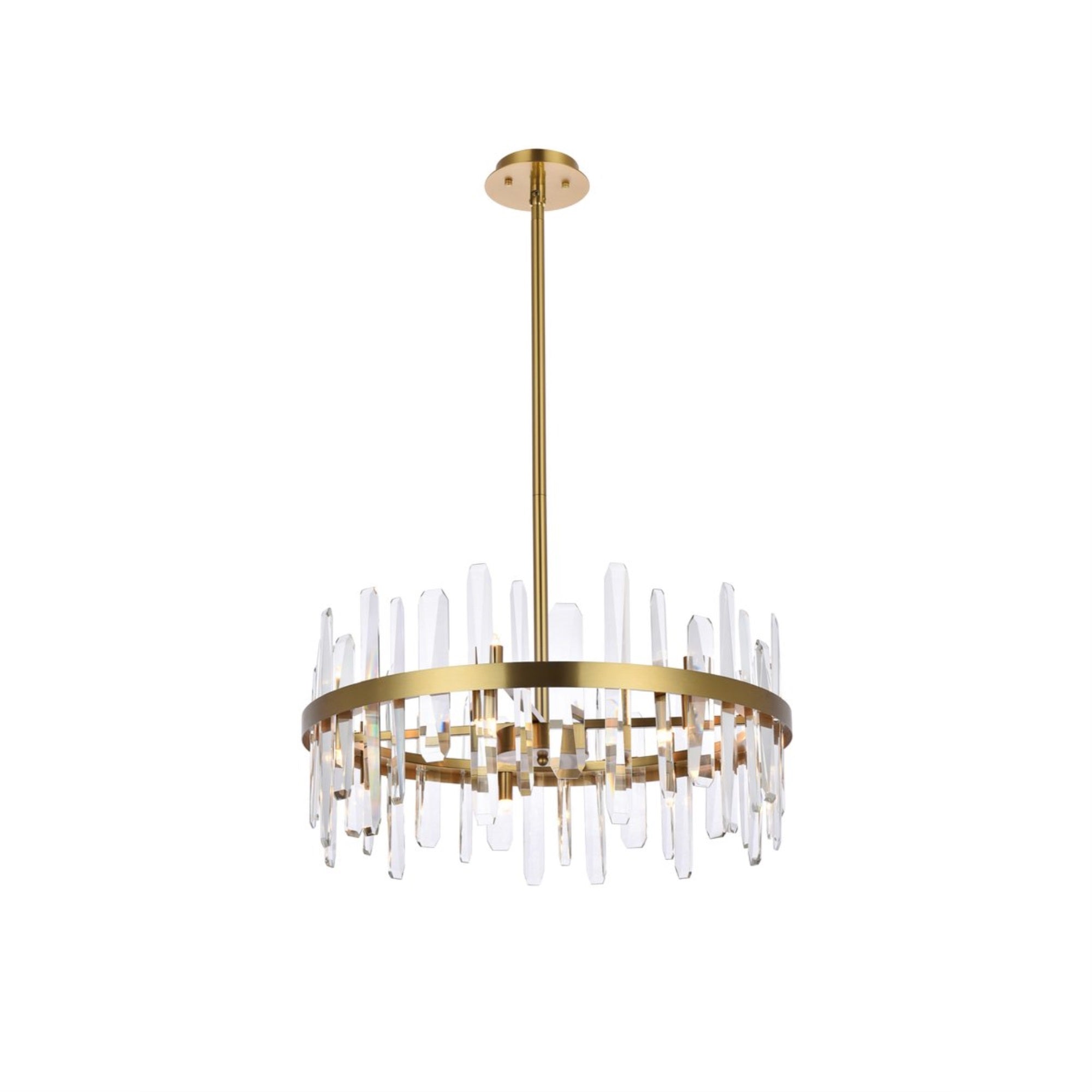 Elegant Lighting Modern Bright Home Decorative Serena 25 Inch Crystal Round Pendant - Satin Gold