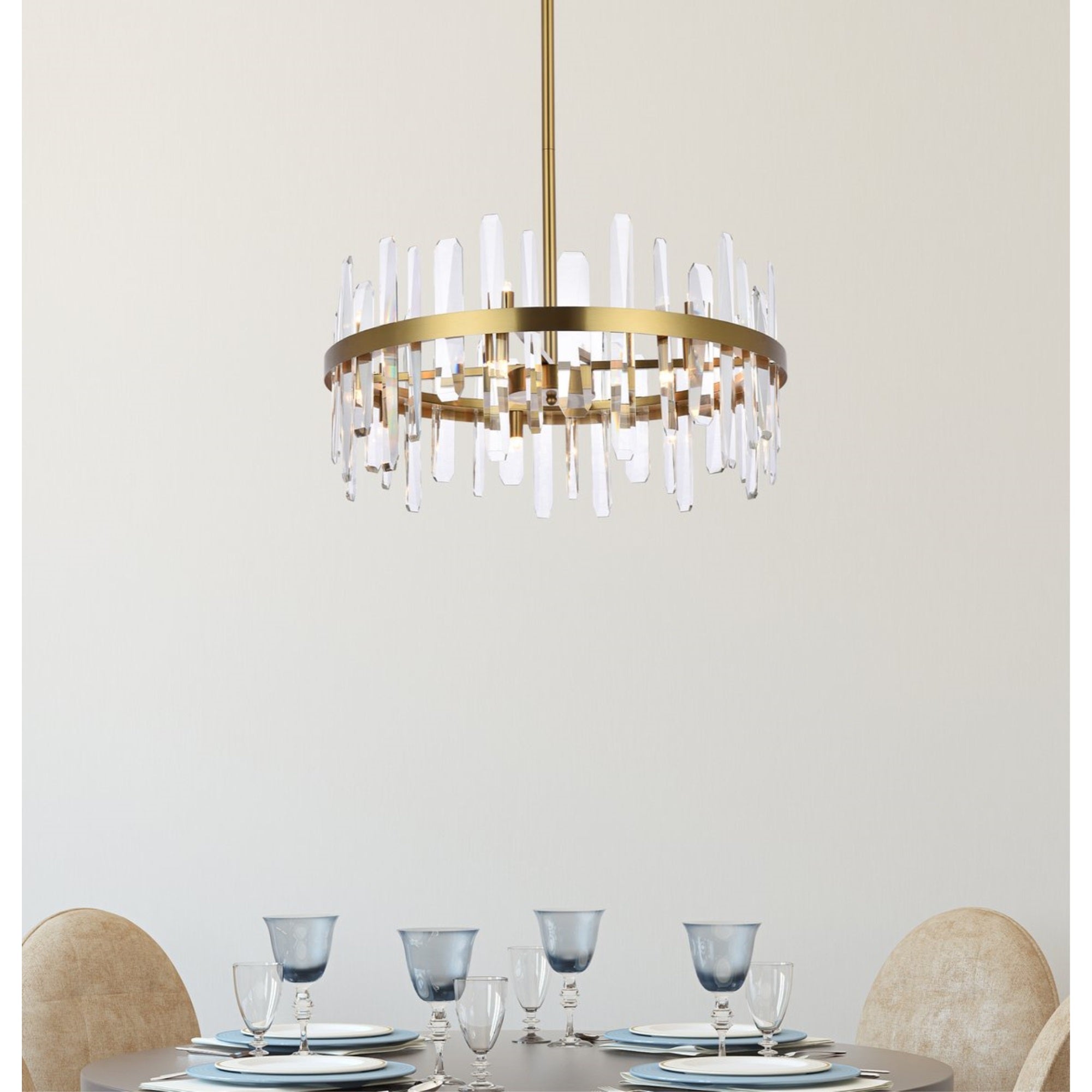 Elegant Lighting Modern Bright Home Decorative Serena 25 Inch Crystal Round Pendant - Satin Gold