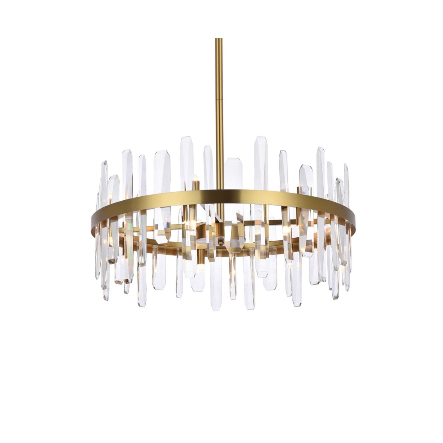Elegant Lighting Modern Bright Home Decorative Serena 25 Inch Crystal Round Pendant - Satin Gold