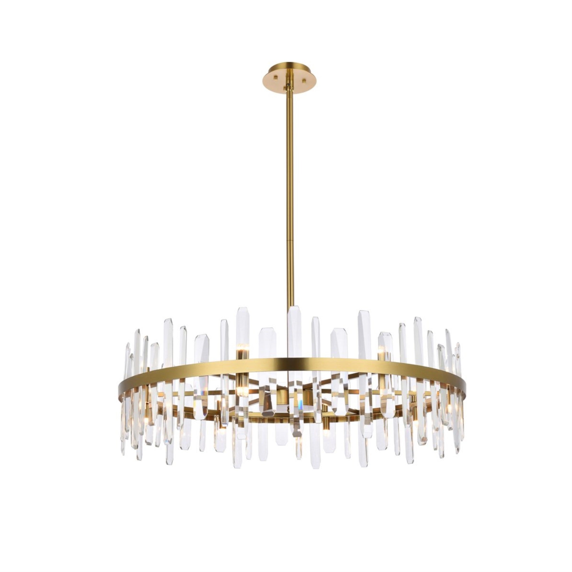 Serena 36 Inch Crystal Round Chandelier In Satin Gold