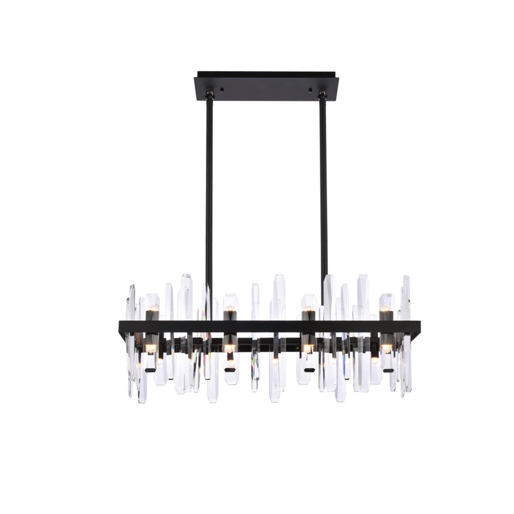 Elegant Decor Indoor Modern Serena 30 Inch Crystal Rectangle Chandelier - Black