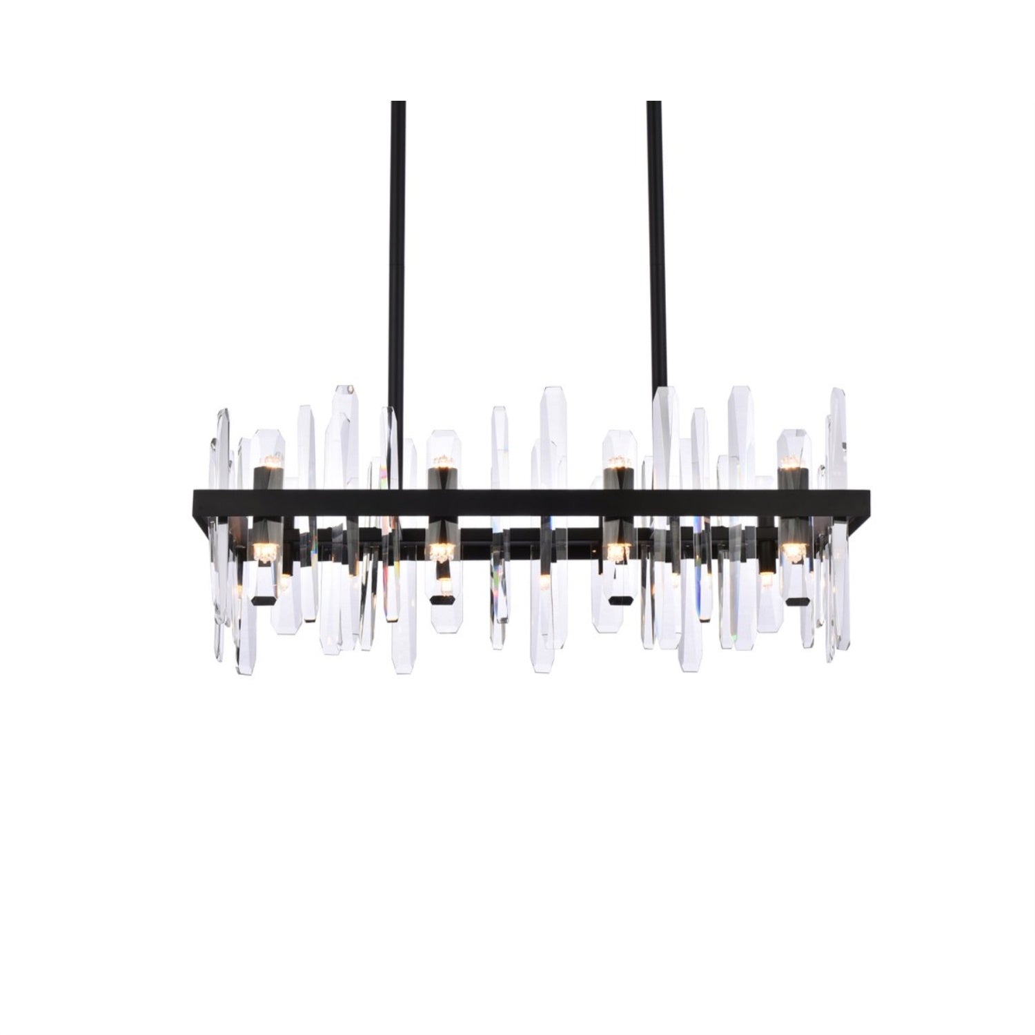 Elegant Decor Indoor Modern Serena 30 Inch Crystal Rectangle Chandelier - Black
