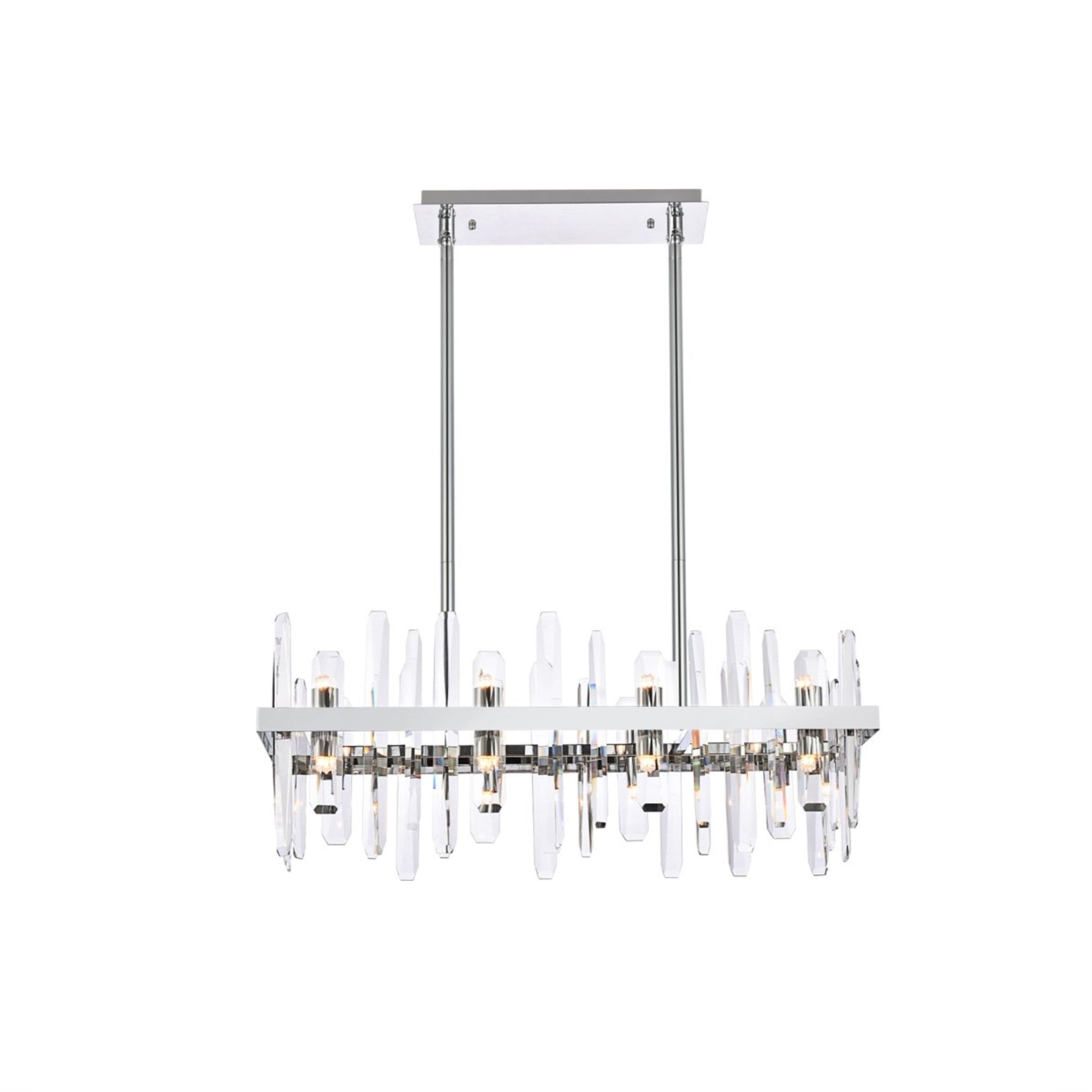 Elegant Decor Indoor Modern Serena 30 Inch Crystal Rectangle Chandelier - Chrome