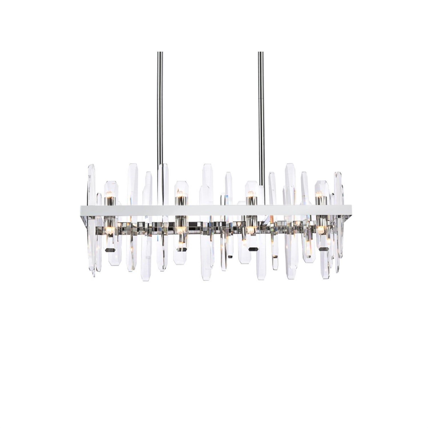 Elegant Decor Indoor Modern Serena 30 Inch Crystal Rectangle Chandelier - Chrome