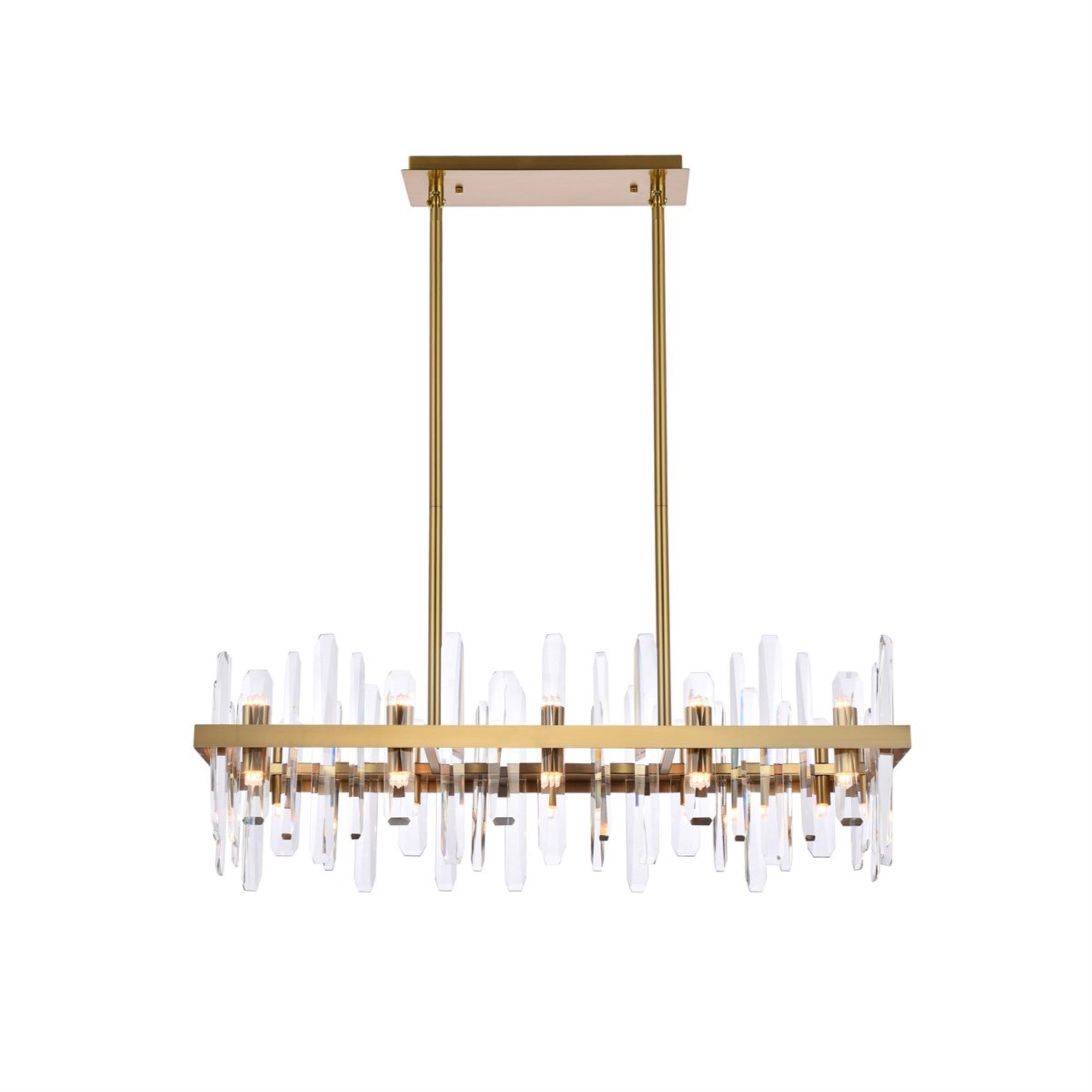 Elegant Decor Indoor Modern Serena 36 Inch Crystal Rectangle Chandelier - Satin Gold