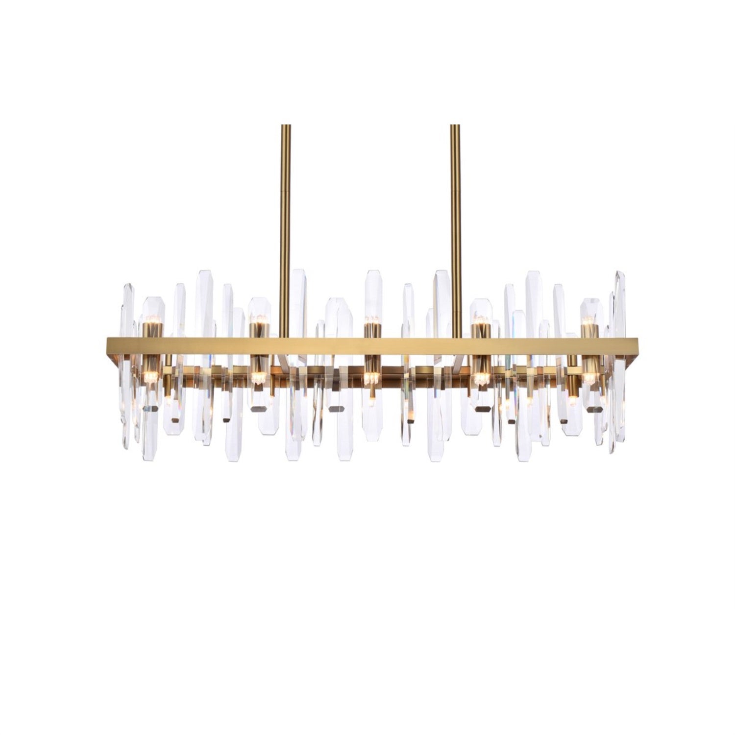 Elegant Decor Indoor Modern Serena 36 Inch Crystal Rectangle Chandelier - Satin Gold