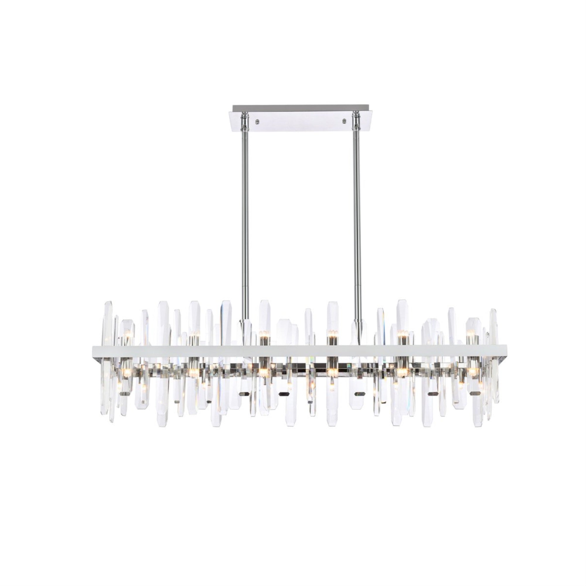 Serena 42 Inch Crystal Rectangle Chandelier In Chrome