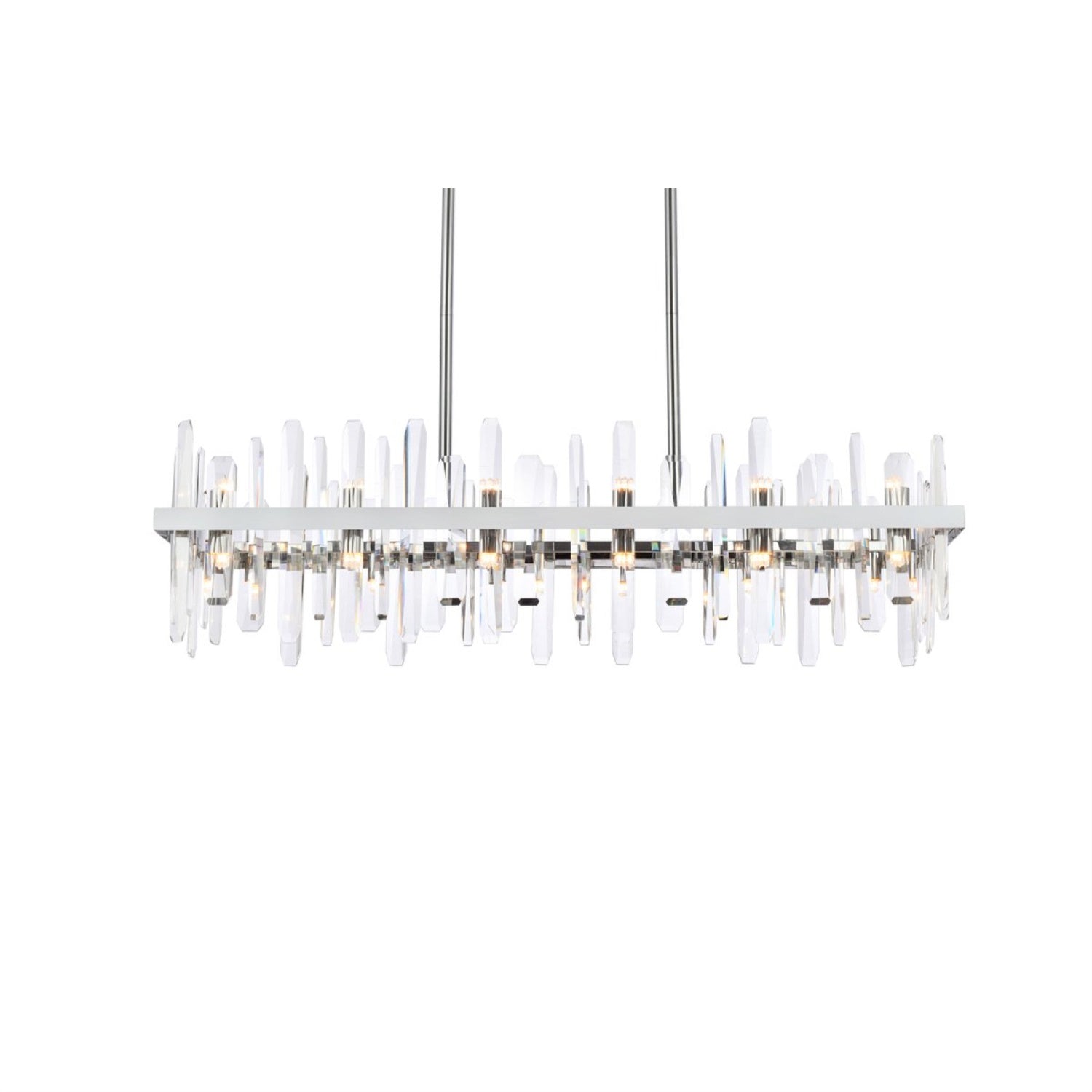 Serena 42 Inch Crystal Rectangle Chandelier In Chrome
