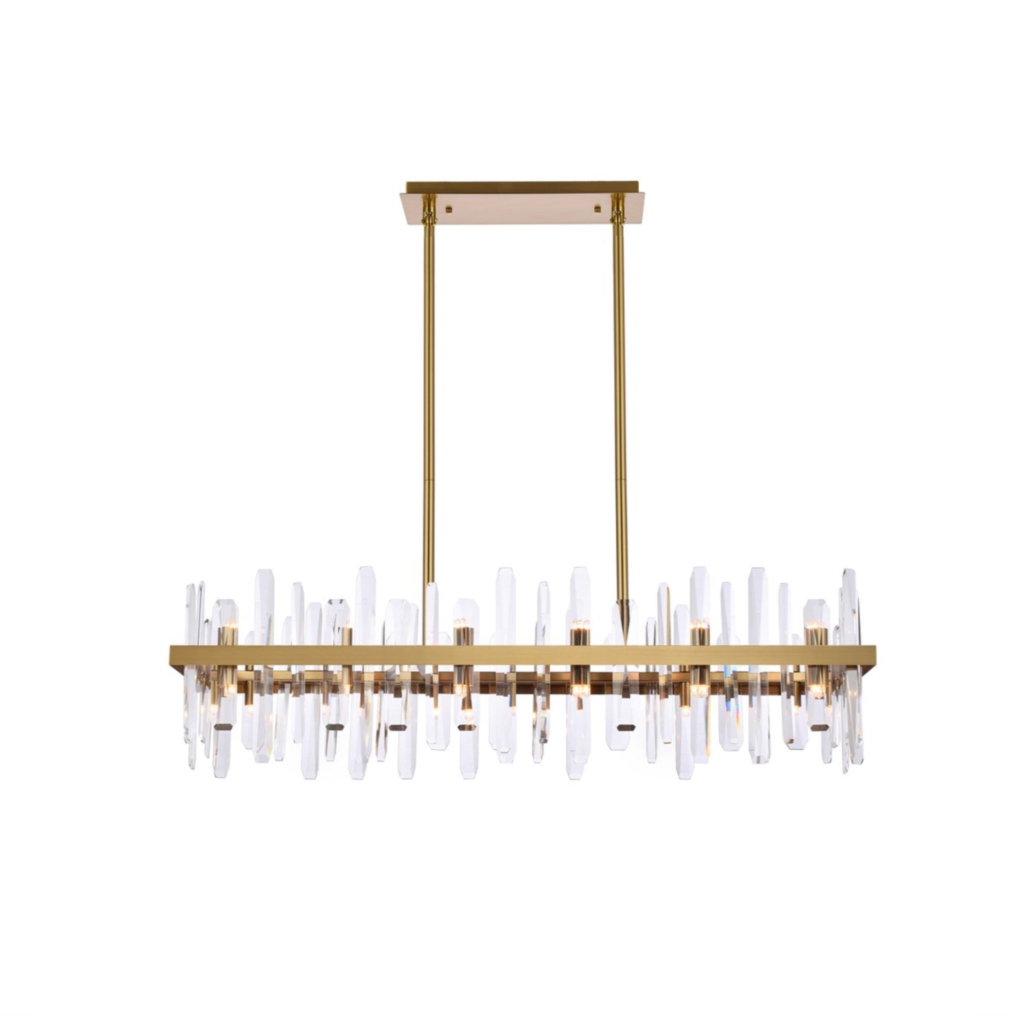 Elegant Decor Indoor Modern Serena 42 Inch Crystal Rectangle Chandelier - Satin Gold