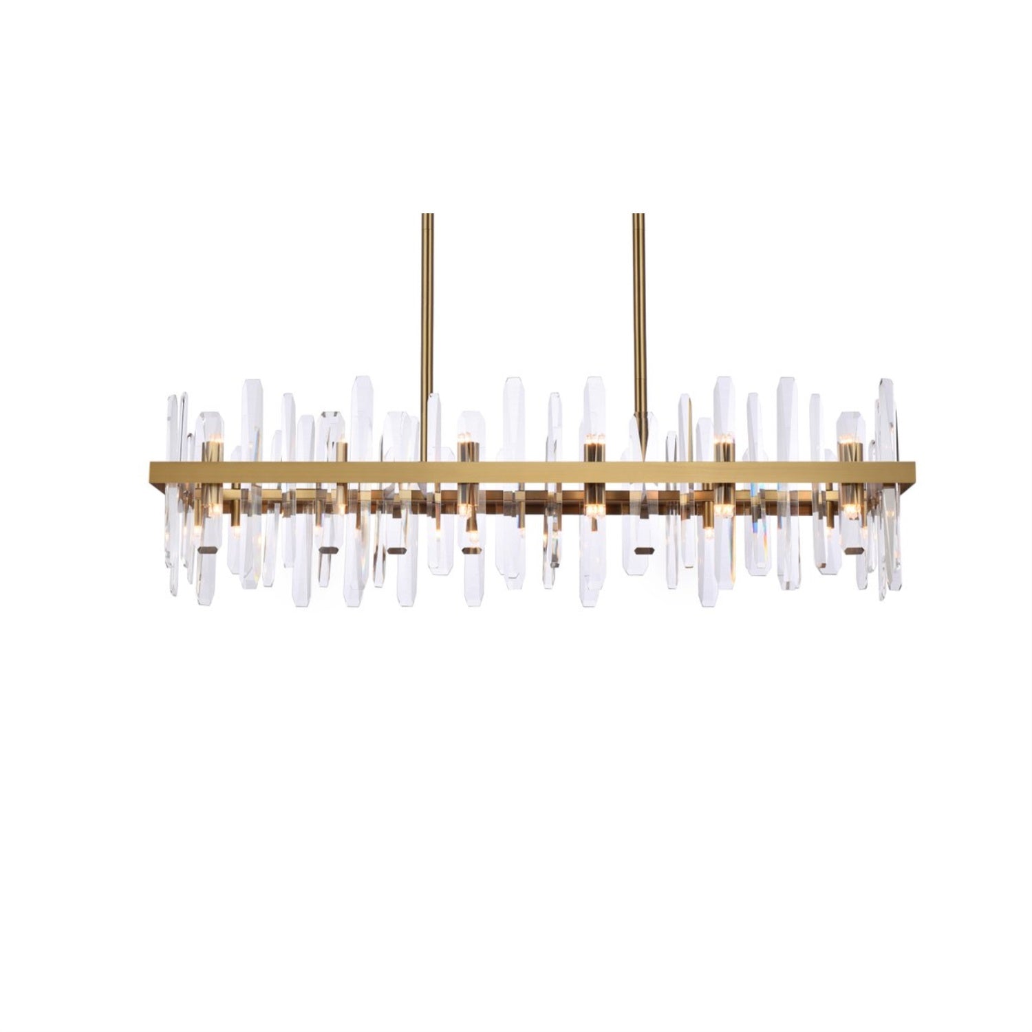 Elegant Decor Indoor Modern Serena 42 Inch Crystal Rectangle Chandelier - Satin Gold