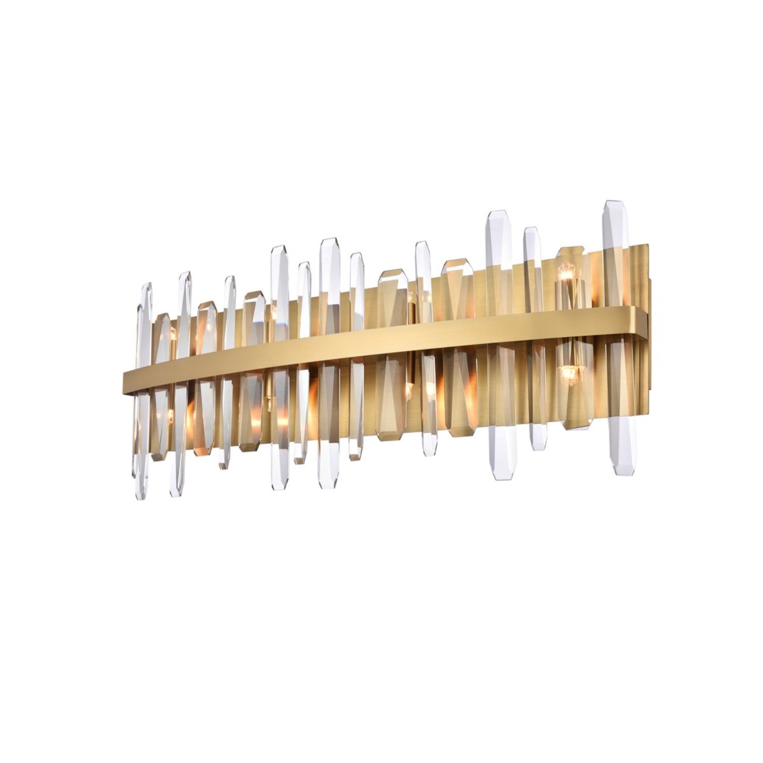 Elegant Lighting Modern Crystal Bath Sconce 30in Satin Gold Model 2200W30SG