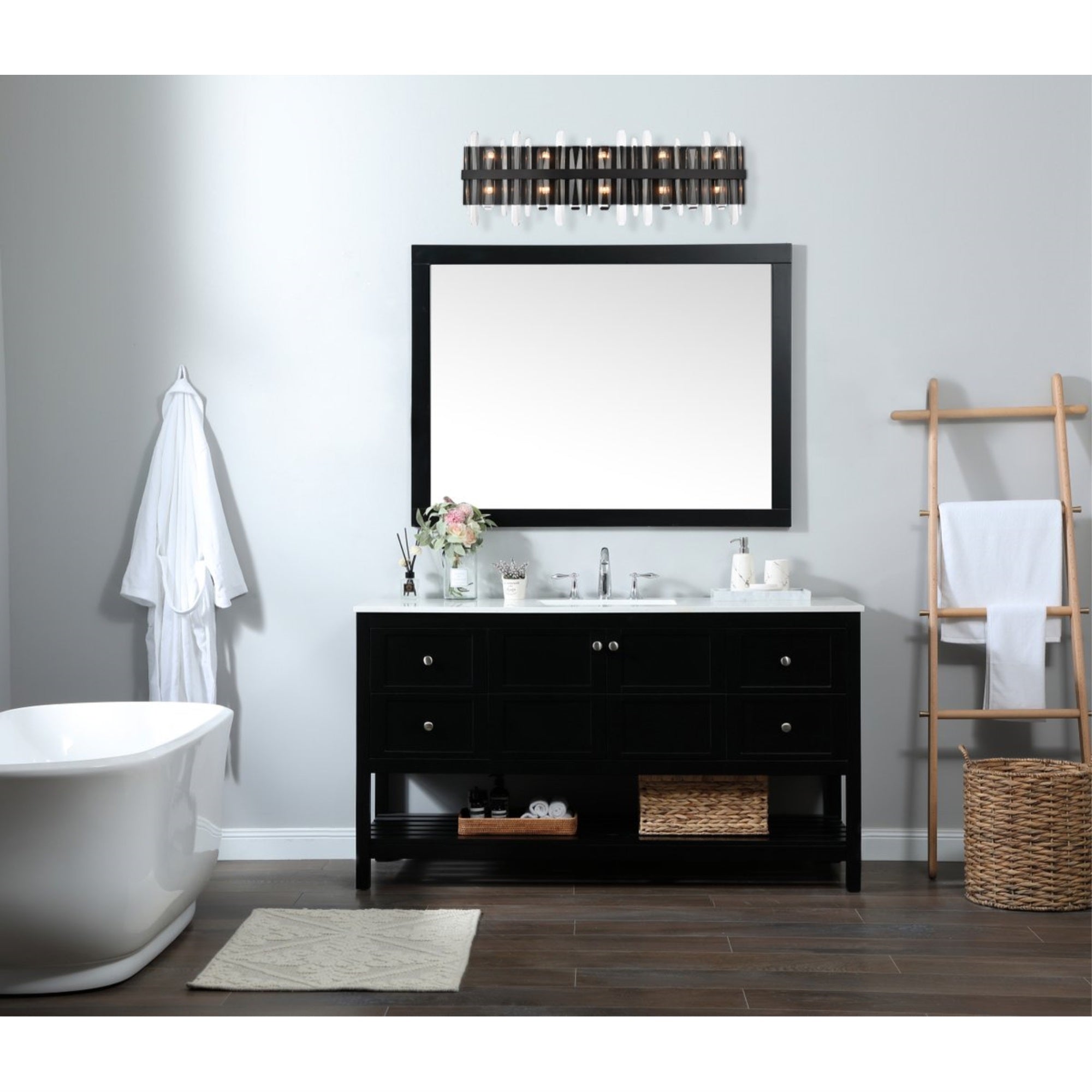 Serena 36 inch crystal bath sconce in black