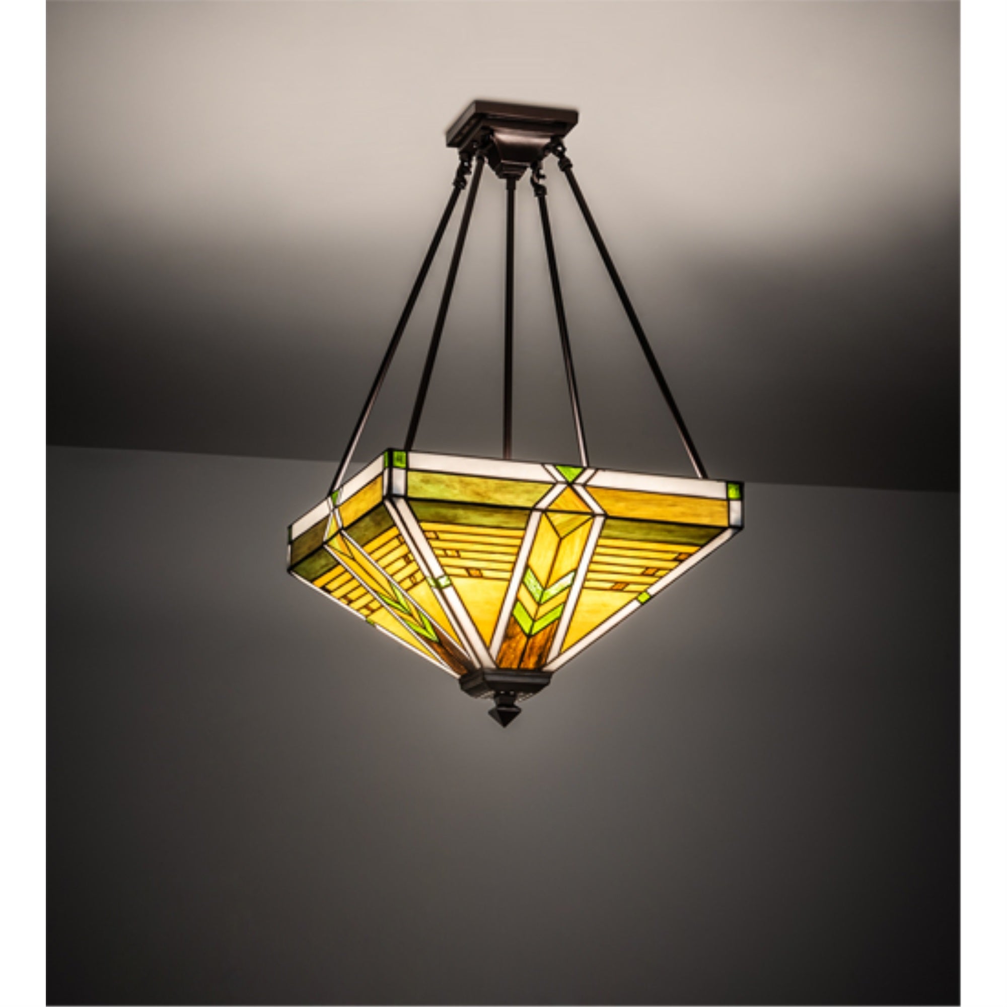 Meyda Tiffany Four Light Semi-Flushmount, Mahogany Bronze Finish, Model 220187, 17 inches