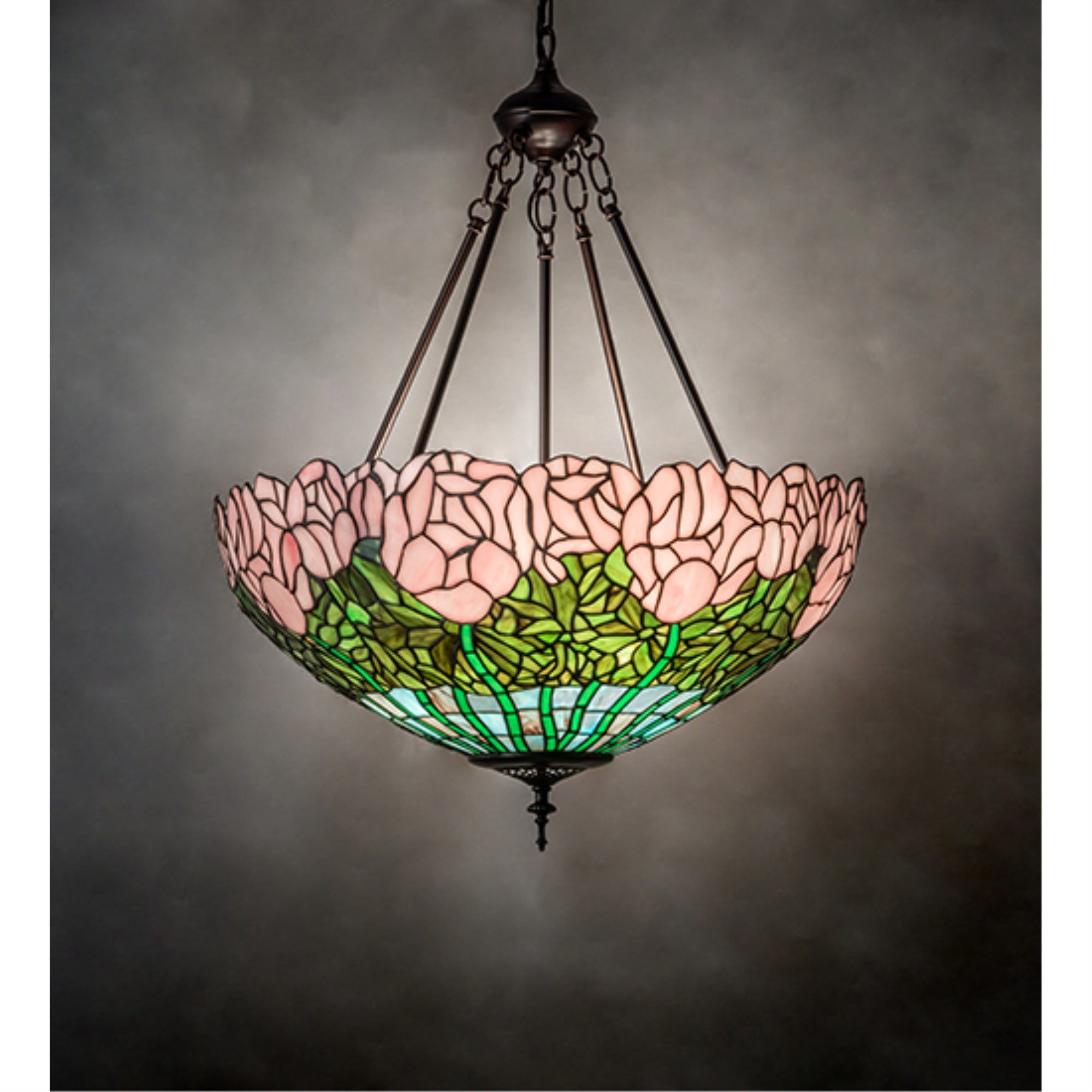 22 inch Wide Cabbage Rose Inverted Pendant