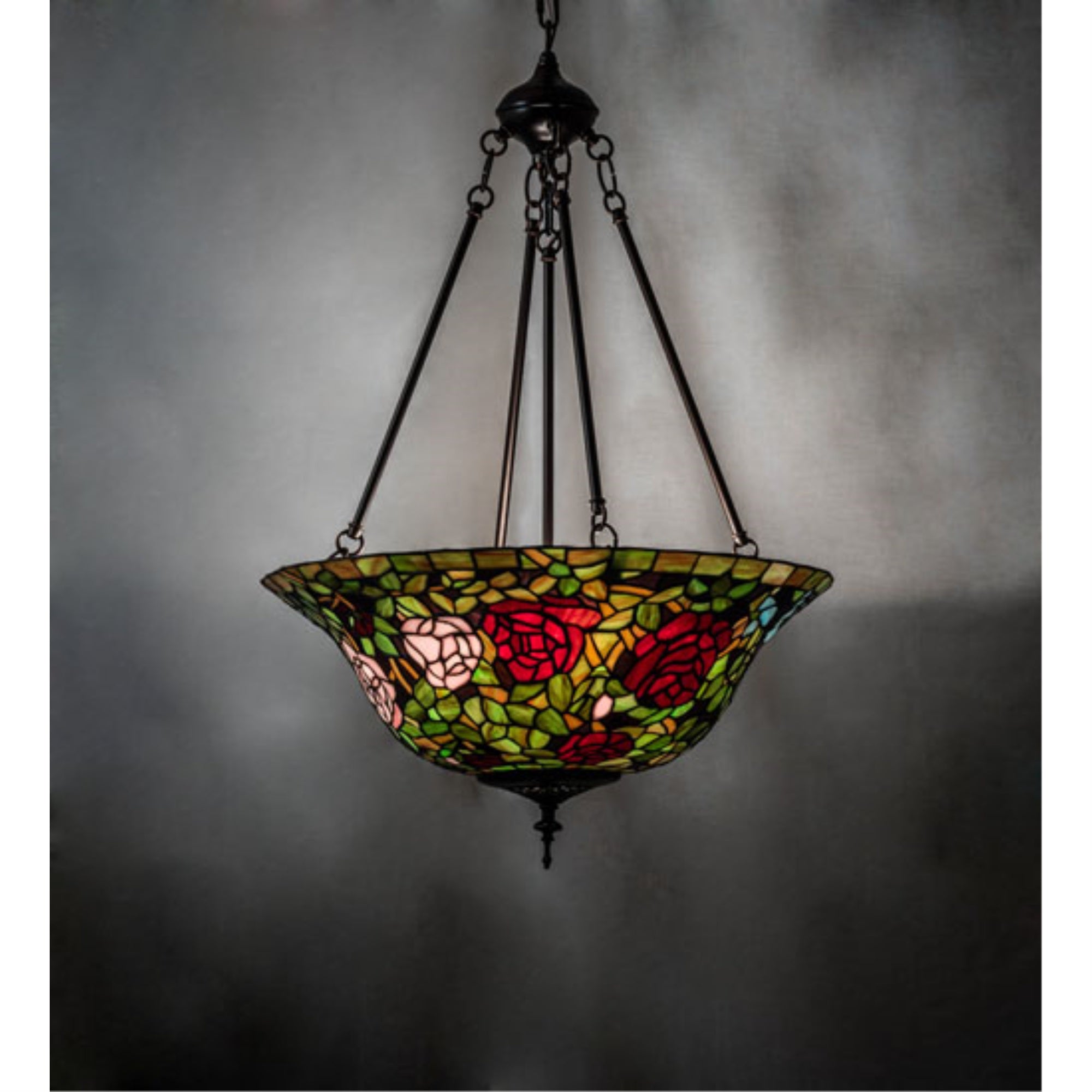 20 inch Wide Tiffany Rosebush Inverted Pendant
