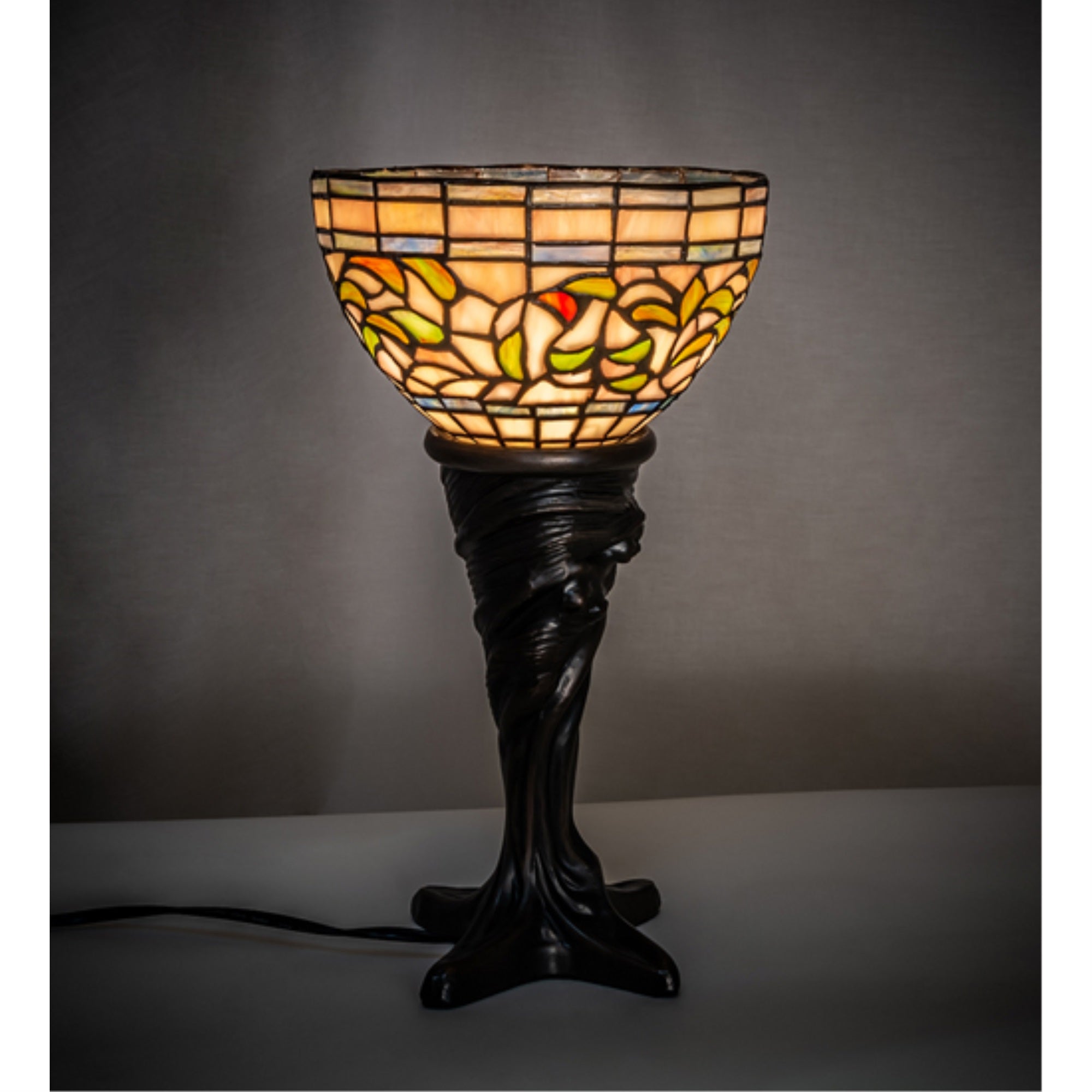 15 inch High Tiffany Turning Leaf Mini Lamp