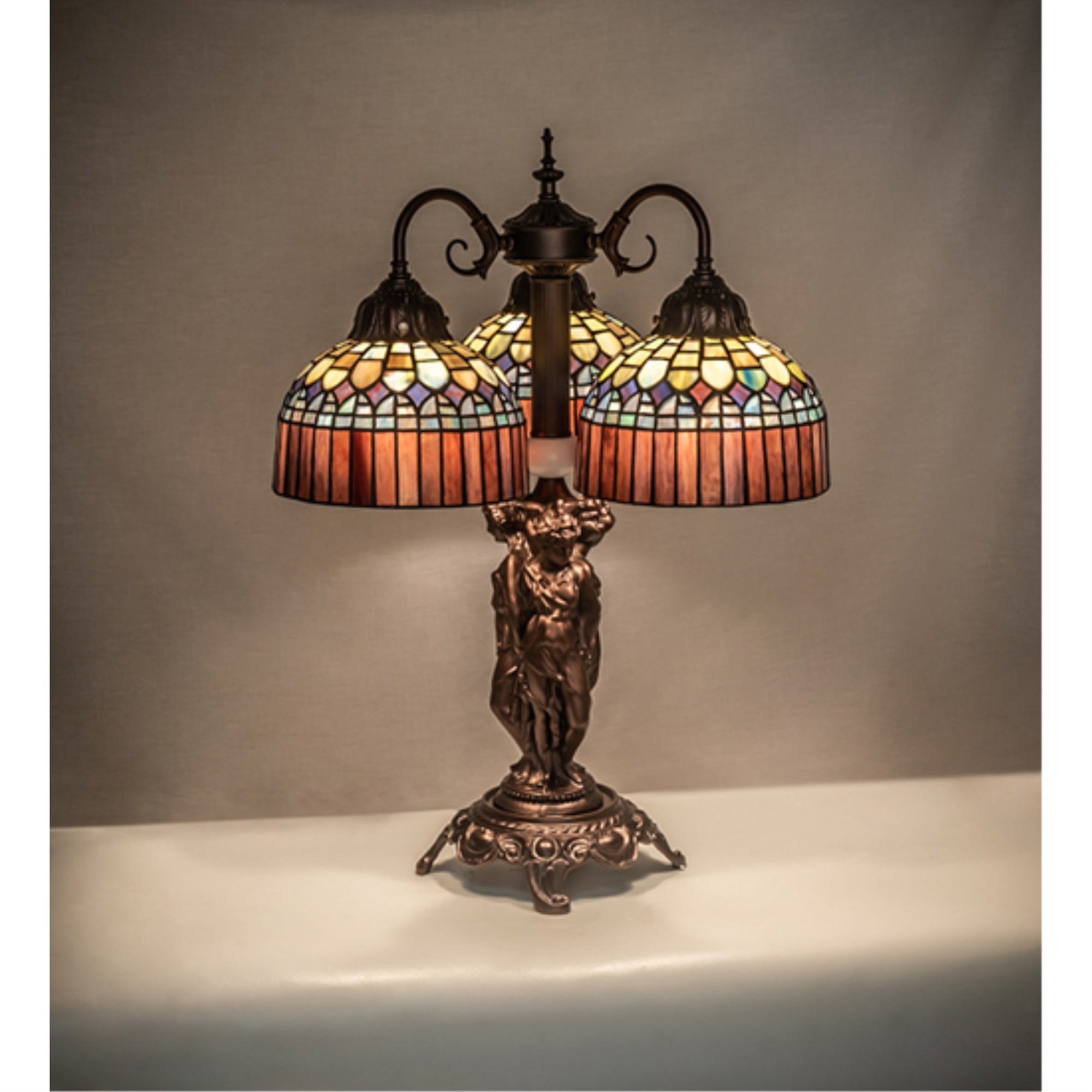 23 inch High Tiffany Candice 3 Light Table Lamp