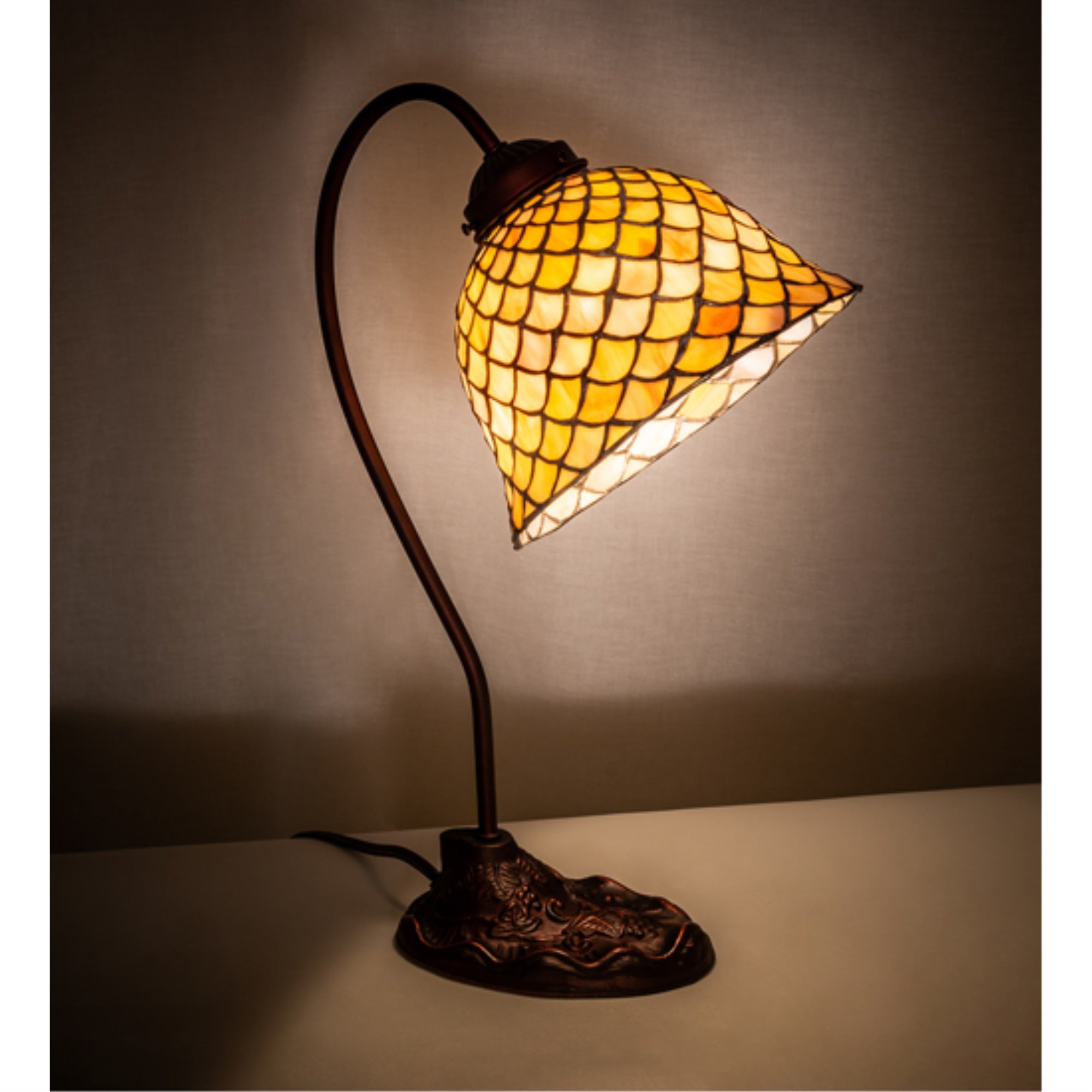 8 inch Wide Tiffany Fishscale Desk Lamp