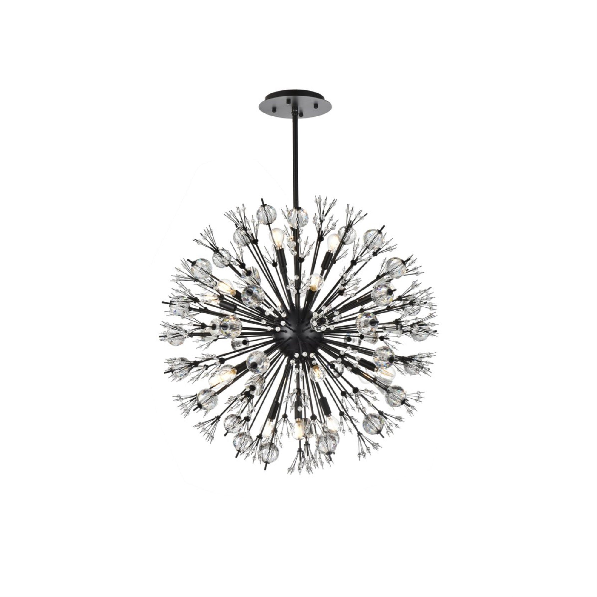 Vera 32 inch crystal starburst round pendant in black
